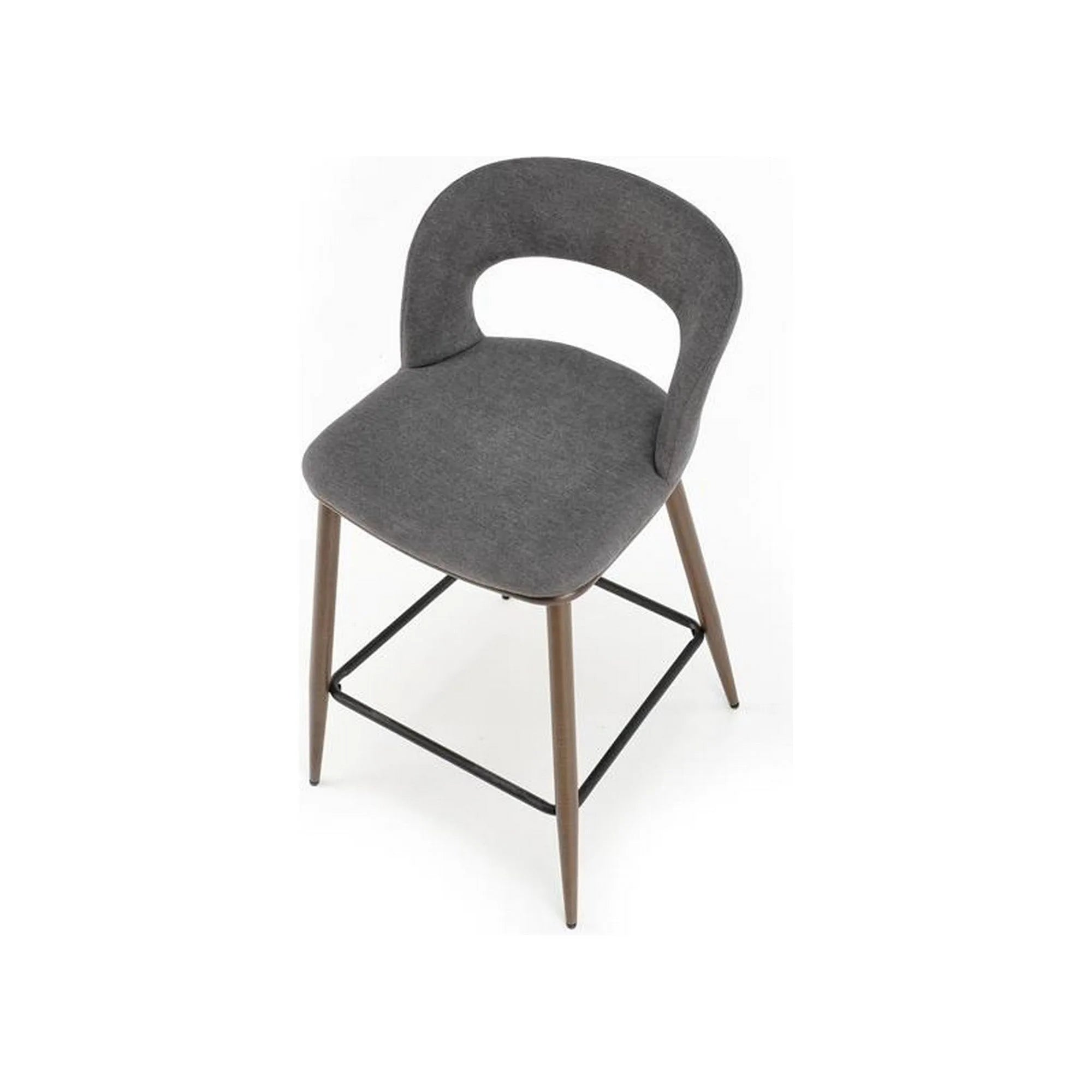 Scaun bar H114, gri/nuc, stofa clasica/otel, 48x52x92 cm