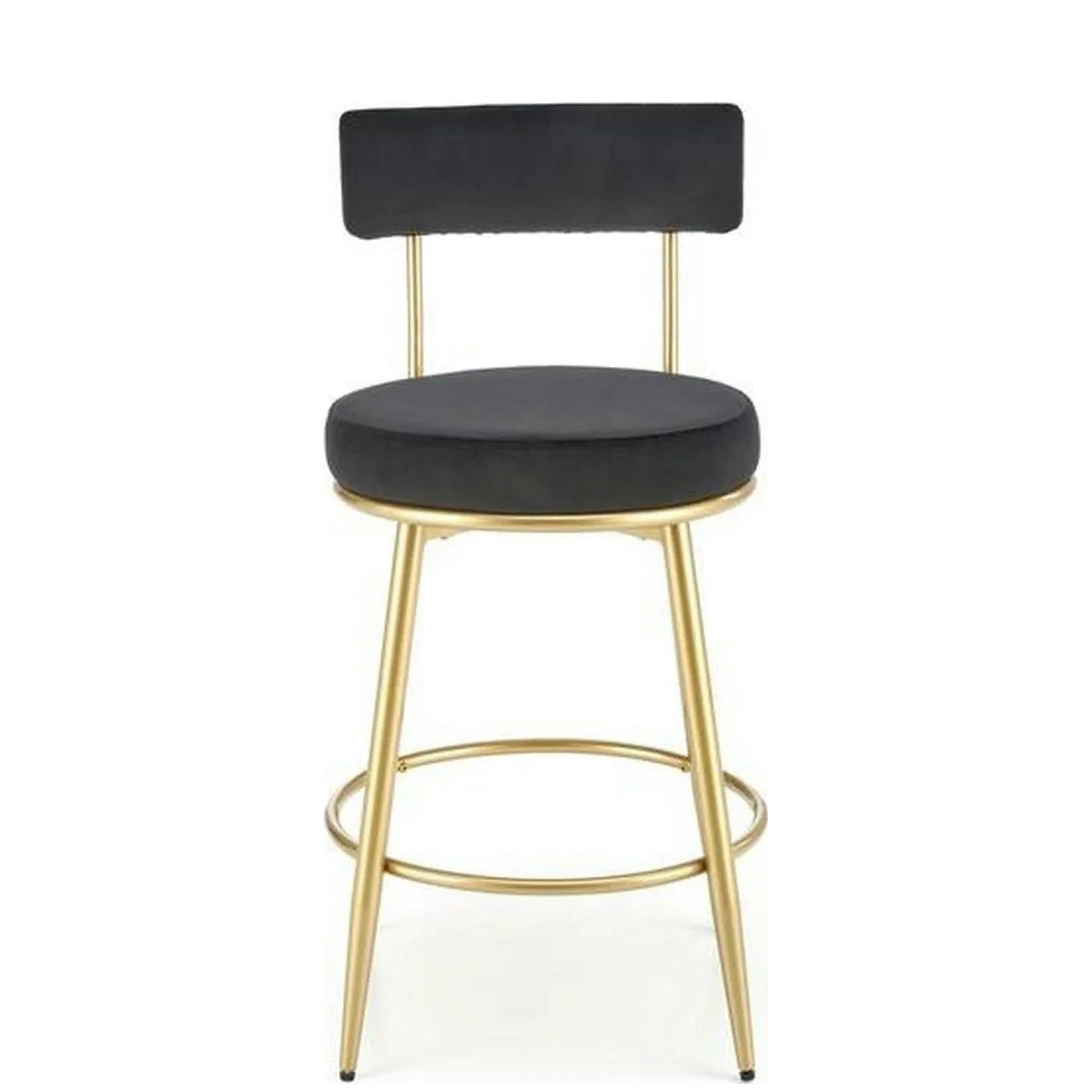 Scaun bar H115, negru/auriu, stofa catifelata/otel, 45x54x90 cm