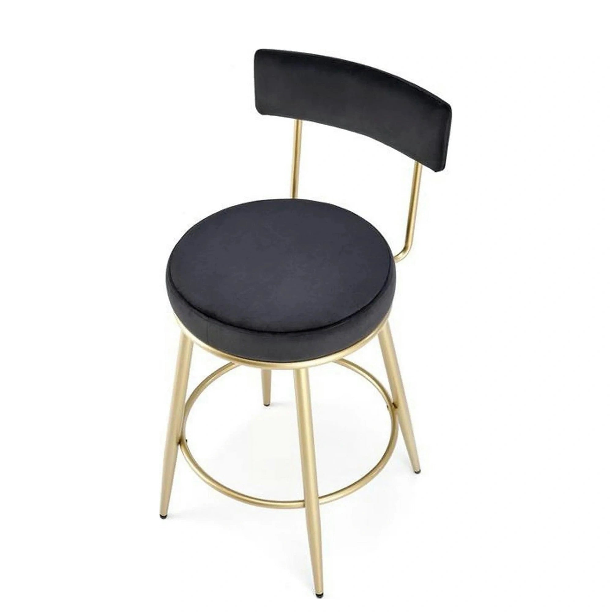 Scaun bar H115, negru/auriu, stofa catifelata/otel, 45x54x90 cm