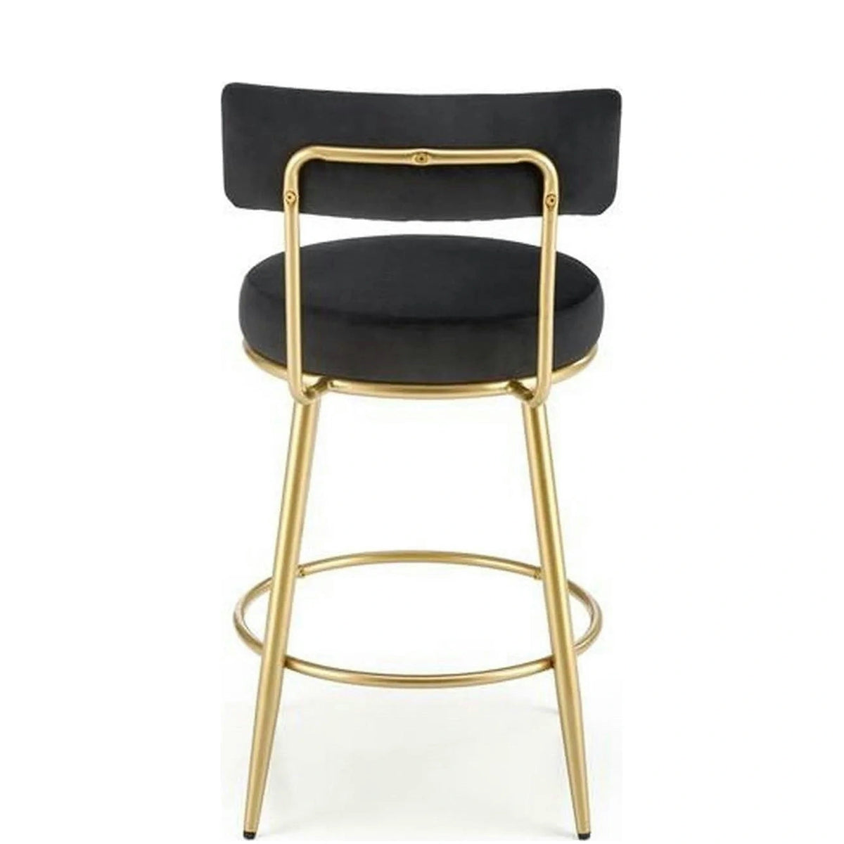 Scaun bar H115, negru/auriu, stofa catifelata/otel, 45x54x90 cm