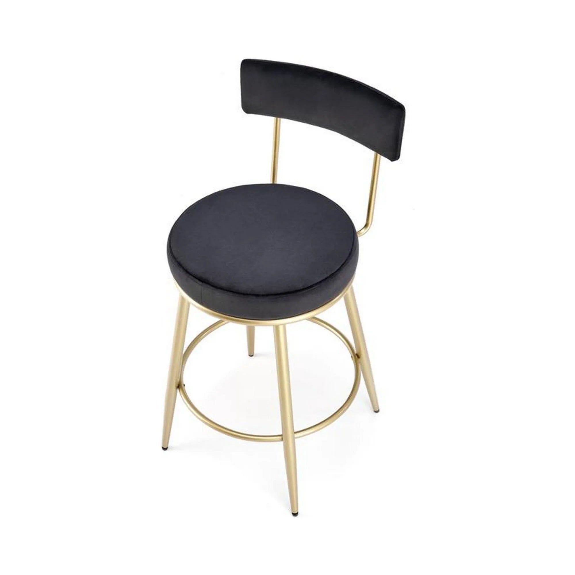 Scaun bar H115, negru/auriu, stofa catifelata/otel, 45x54x90 cm
