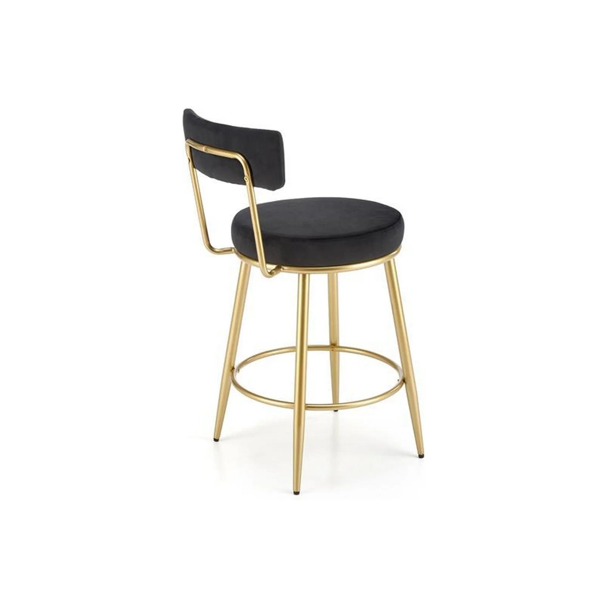 Scaun bar H115, negru/auriu, stofa catifelata/otel, 45x54x90 cm
