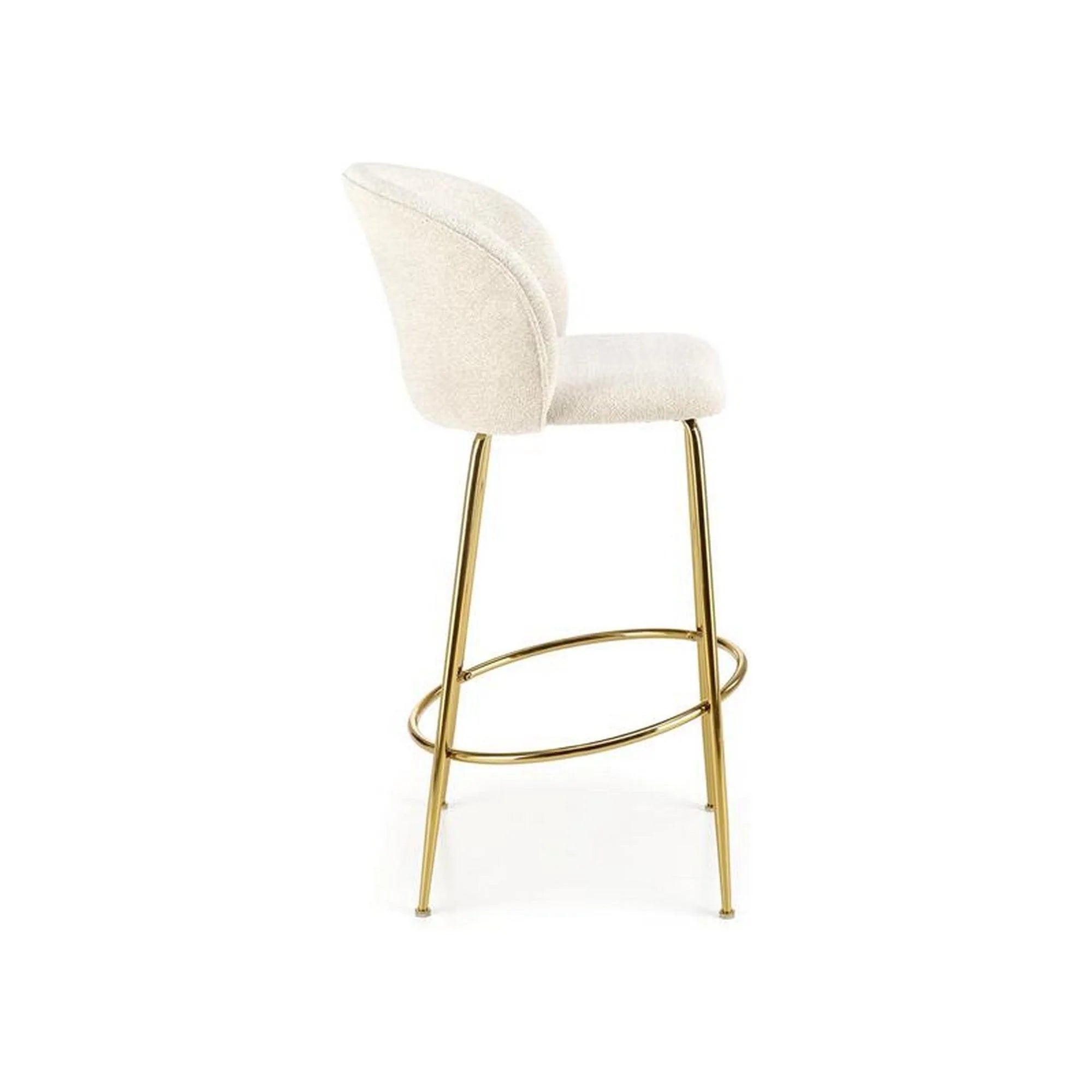 Scaun bar H116, crem/auriu, stofa bucle/otel, 50x59x101 cm