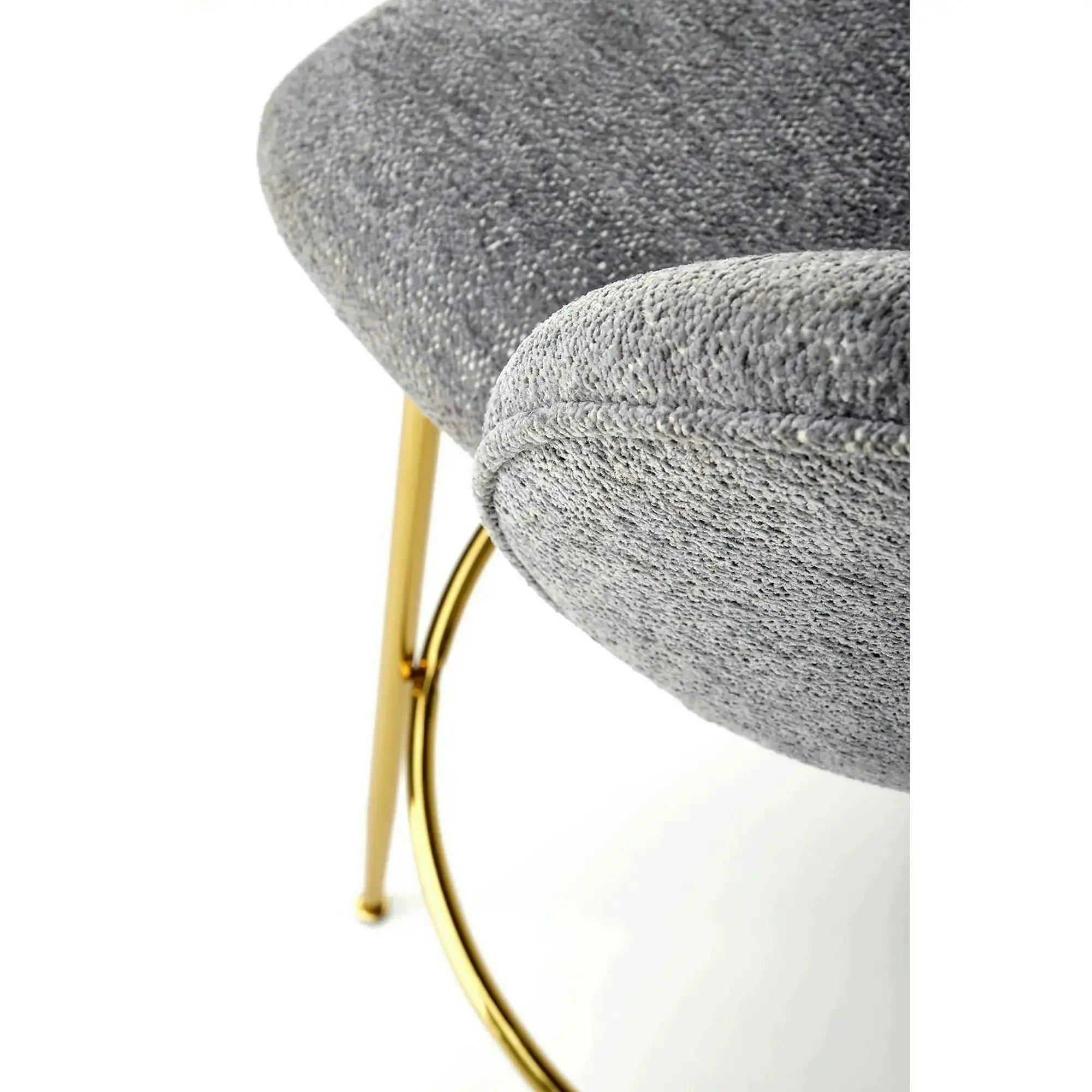 Scaun bar H116, gri/auriu, stofa bucle/otel, 50x59x101 cm