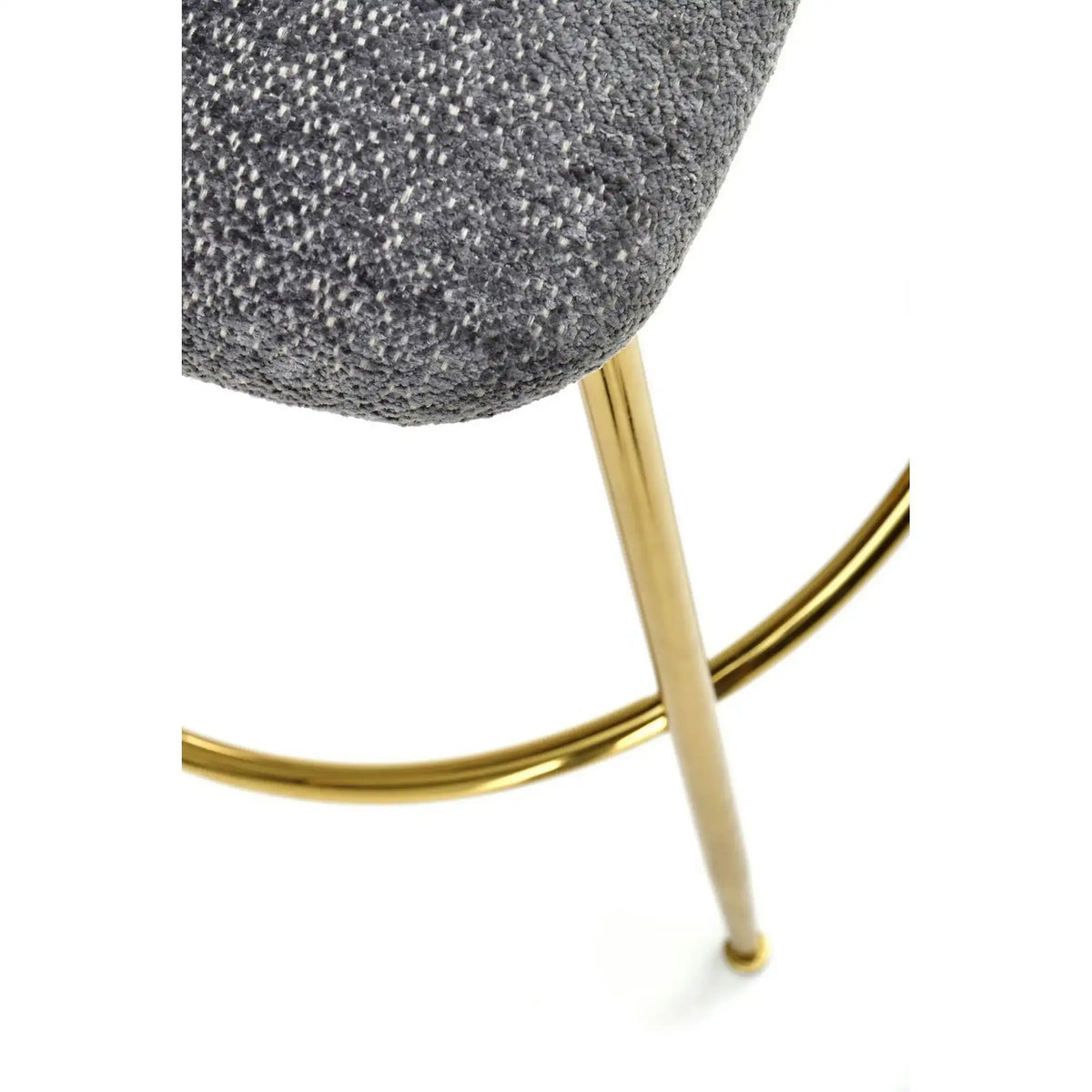 Scaun bar H116, gri/auriu, stofa bucle/otel, 50x59x101 cm