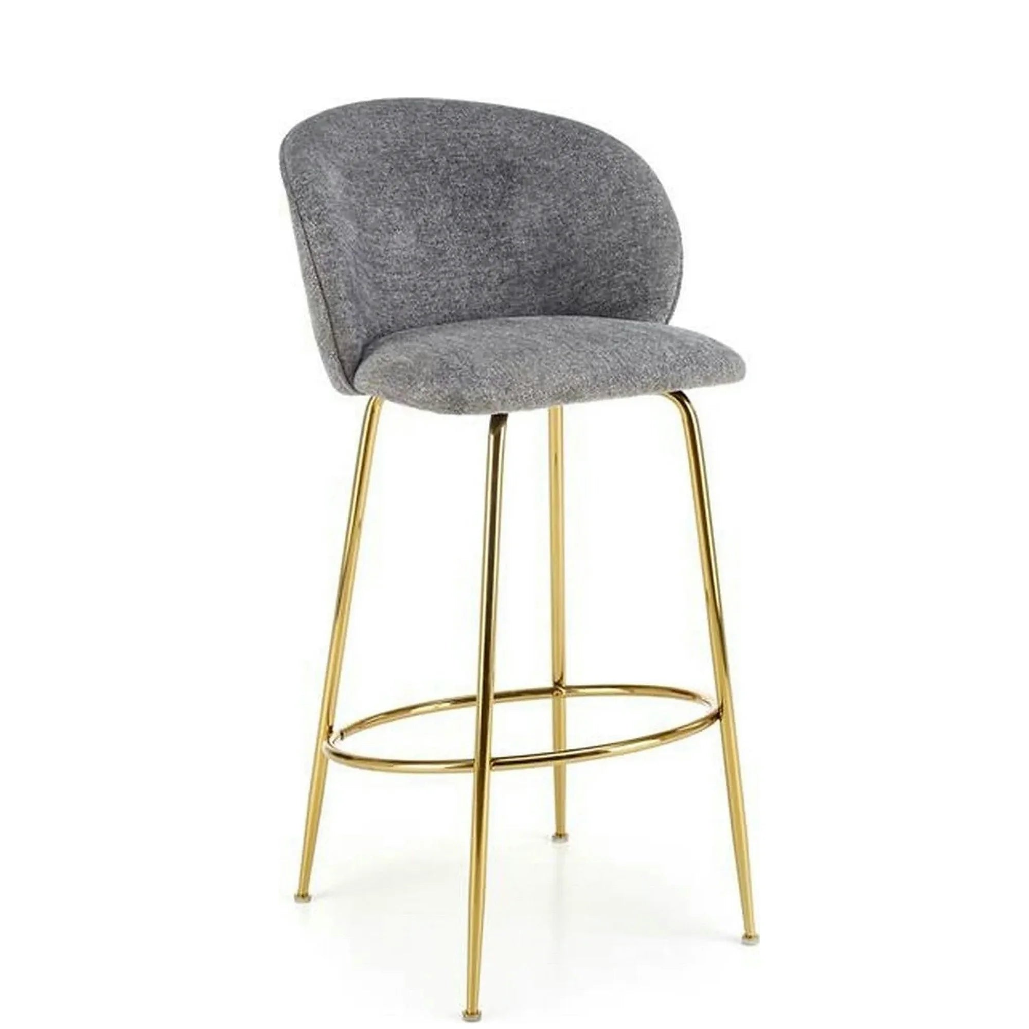 Scaun bar H116, gri/auriu, stofa bucle/otel, 50x59x101 cm