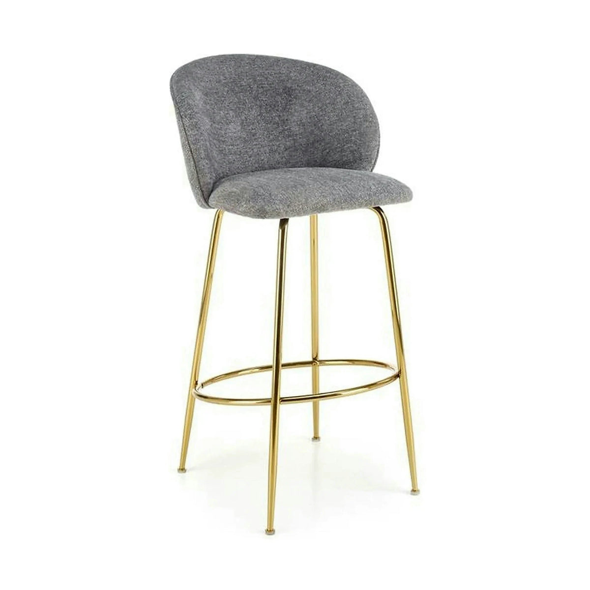 Scaun bar H116, gri/auriu, stofa bucle/otel, 50x59x101 cm