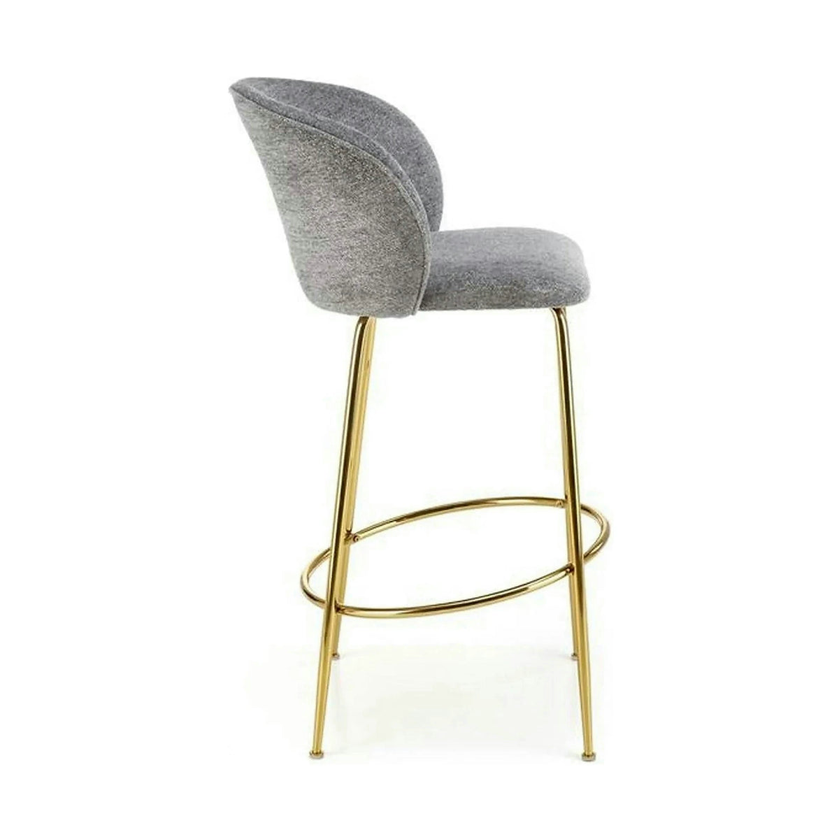 Scaun bar H116, gri/auriu, stofa bucle/otel, 50x59x101 cm