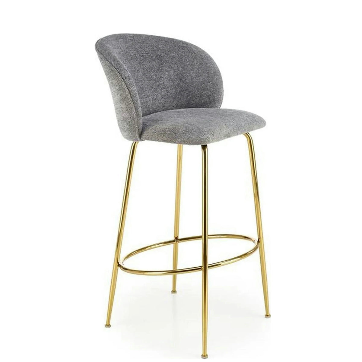 Scaun bar H116, gri/auriu, stofa bucle/otel, 50x59x101 cm