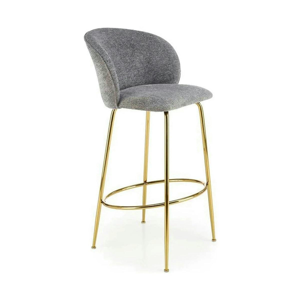 Scaun bar H116, gri/auriu, stofa bucle/otel, 50x59x101 cm