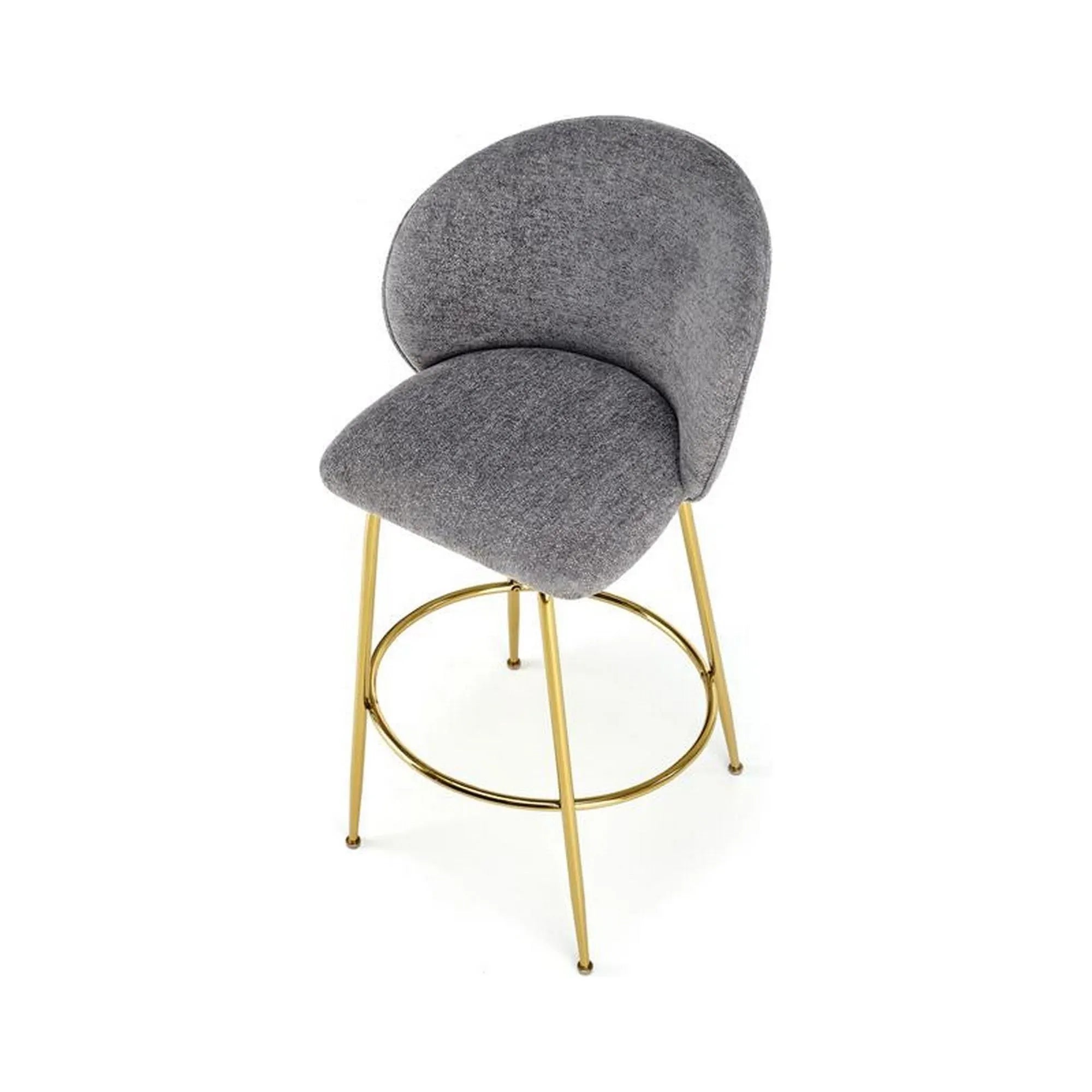 Scaun bar H116, gri/auriu, stofa bucle/otel, 50x59x101 cm