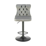 Scaun bar H117, gri/negru, stofa catifelata/otel, 47x52x96/118 cm