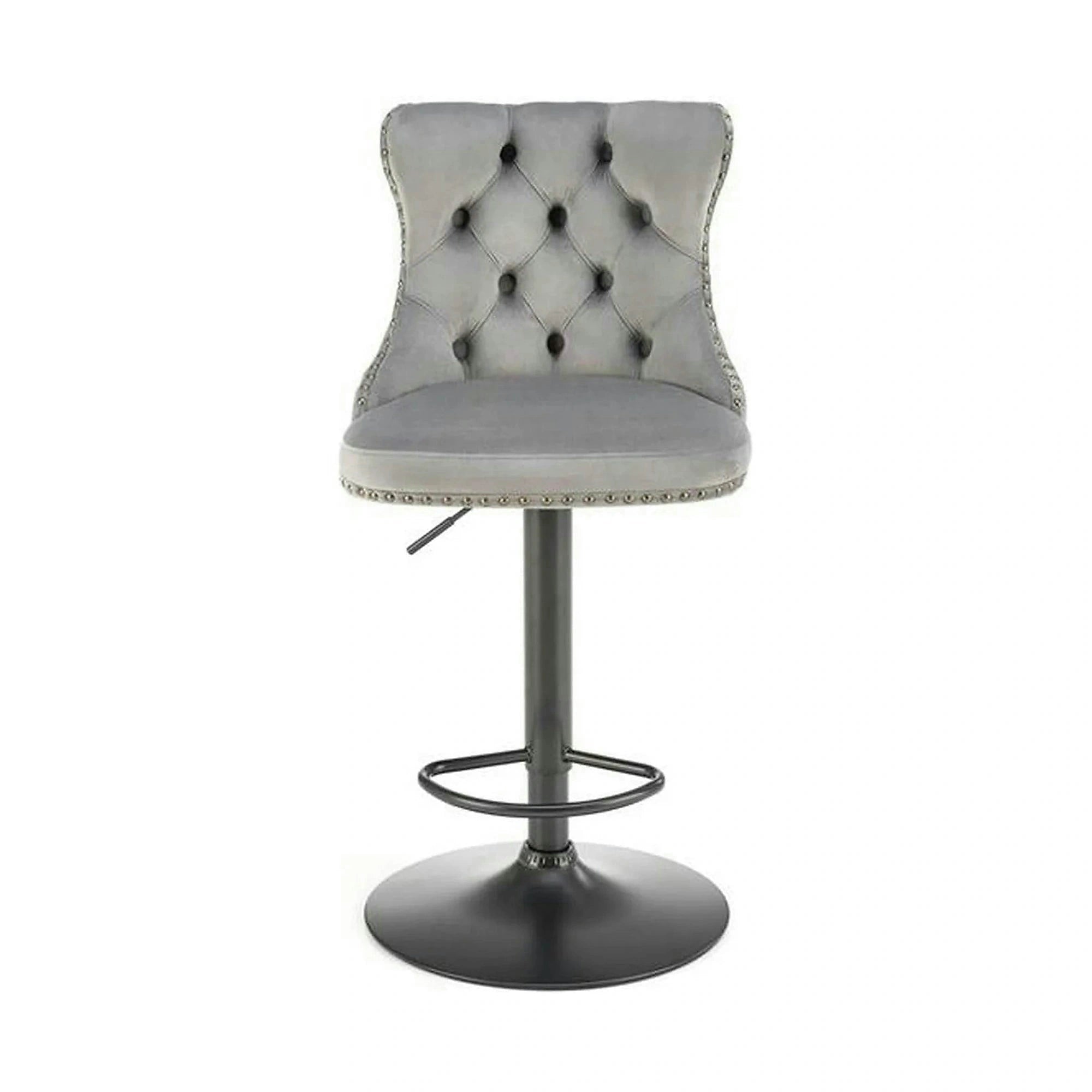 Scaun bar H117, gri/negru, stofa catifelata/otel, 47x52x96/118 cm