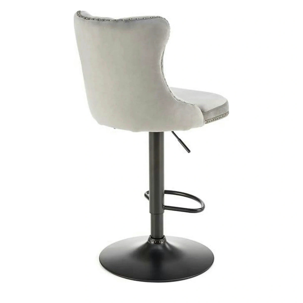 Scaun bar H117, gri/negru, stofa catifelata/otel, 47x52x96/118 cm