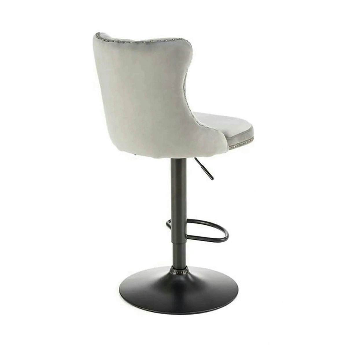 Scaun bar H117, gri/negru, stofa catifelata/otel, 47x52x96/118 cm