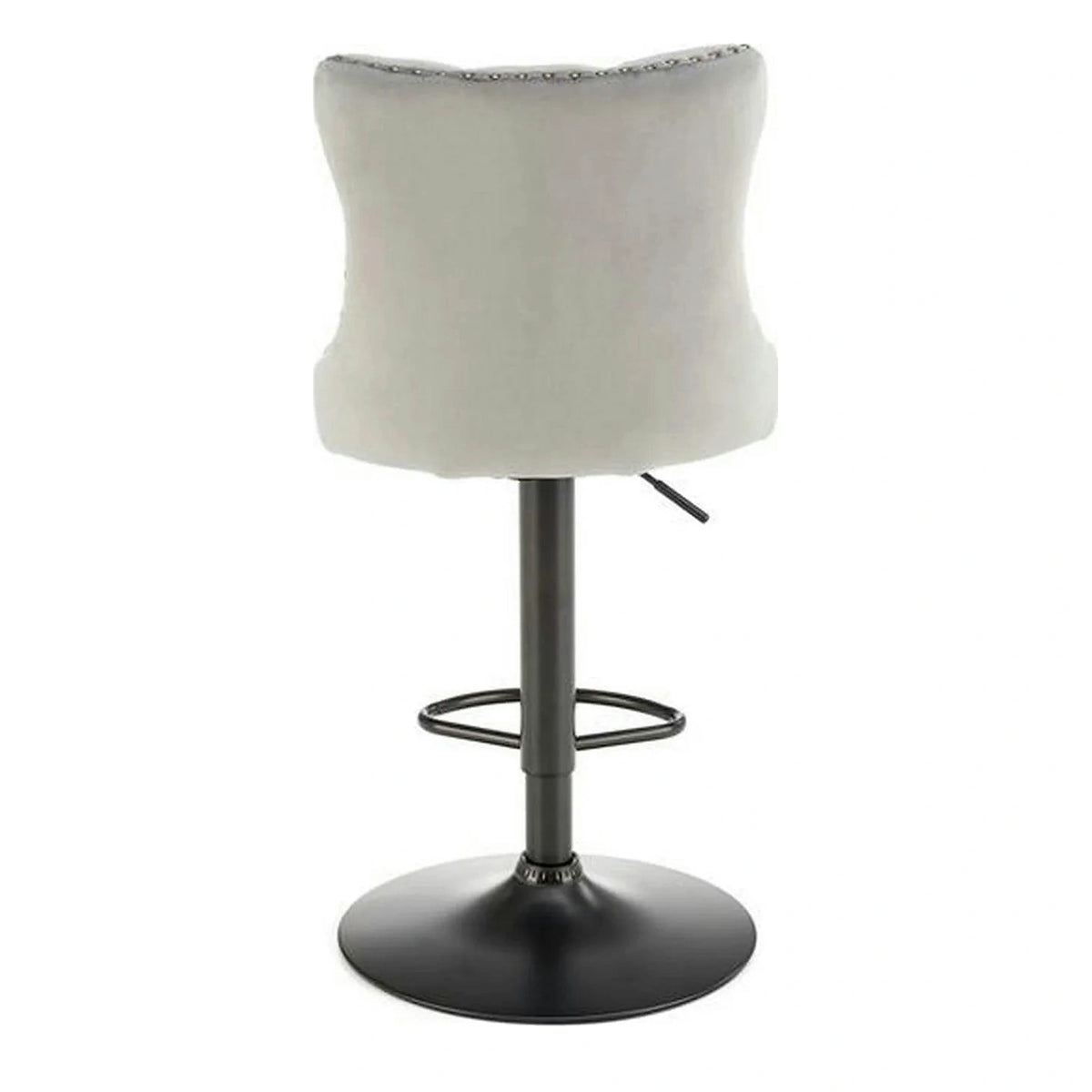 Scaun bar H117, gri/negru, stofa catifelata/otel, 47x52x96/118 cm