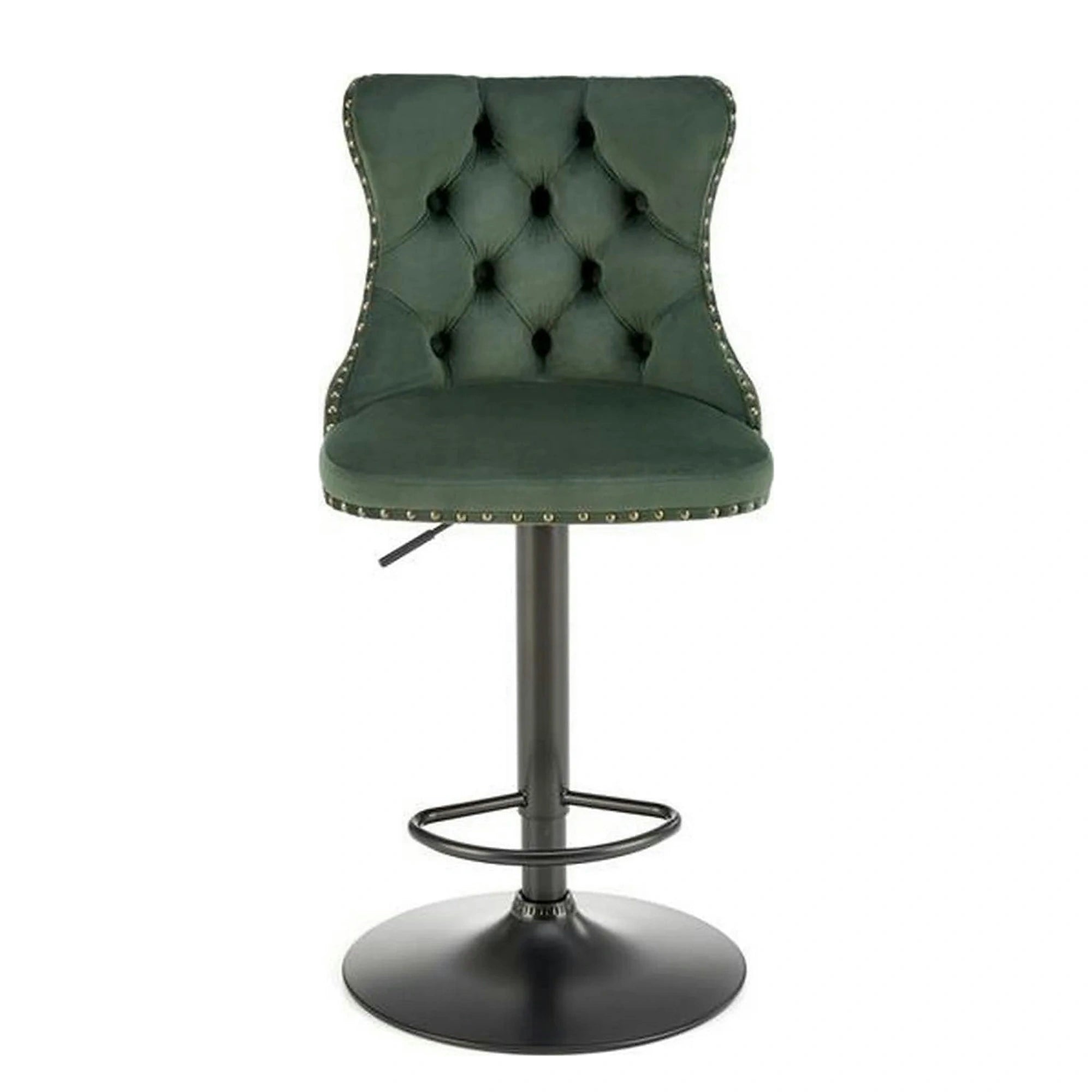Scaun bar H117, verde/negru, stofa catifelata/otel, 47x52x96/118 cm