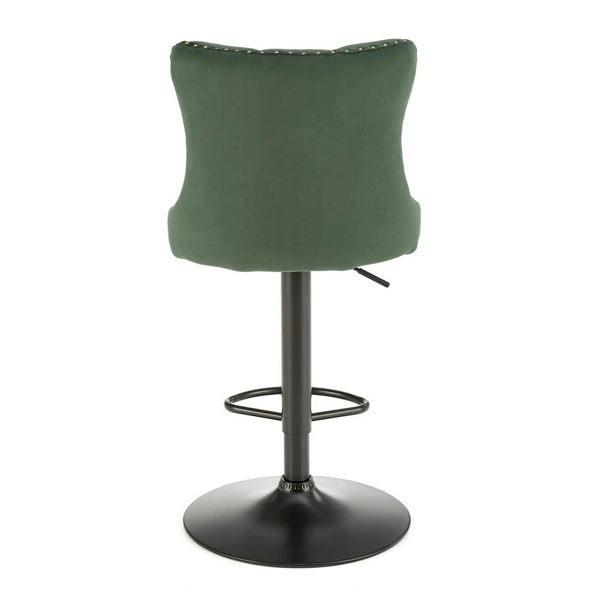 Scaun bar H117, verde/negru, stofa catifelata/otel, 47x52x96/118 cm