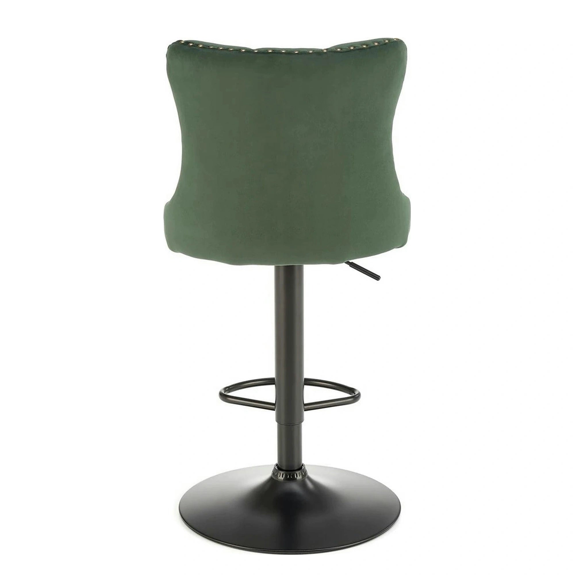 Scaun bar H117, verde/negru, stofa catifelata/otel, 47x52x96/118 cm