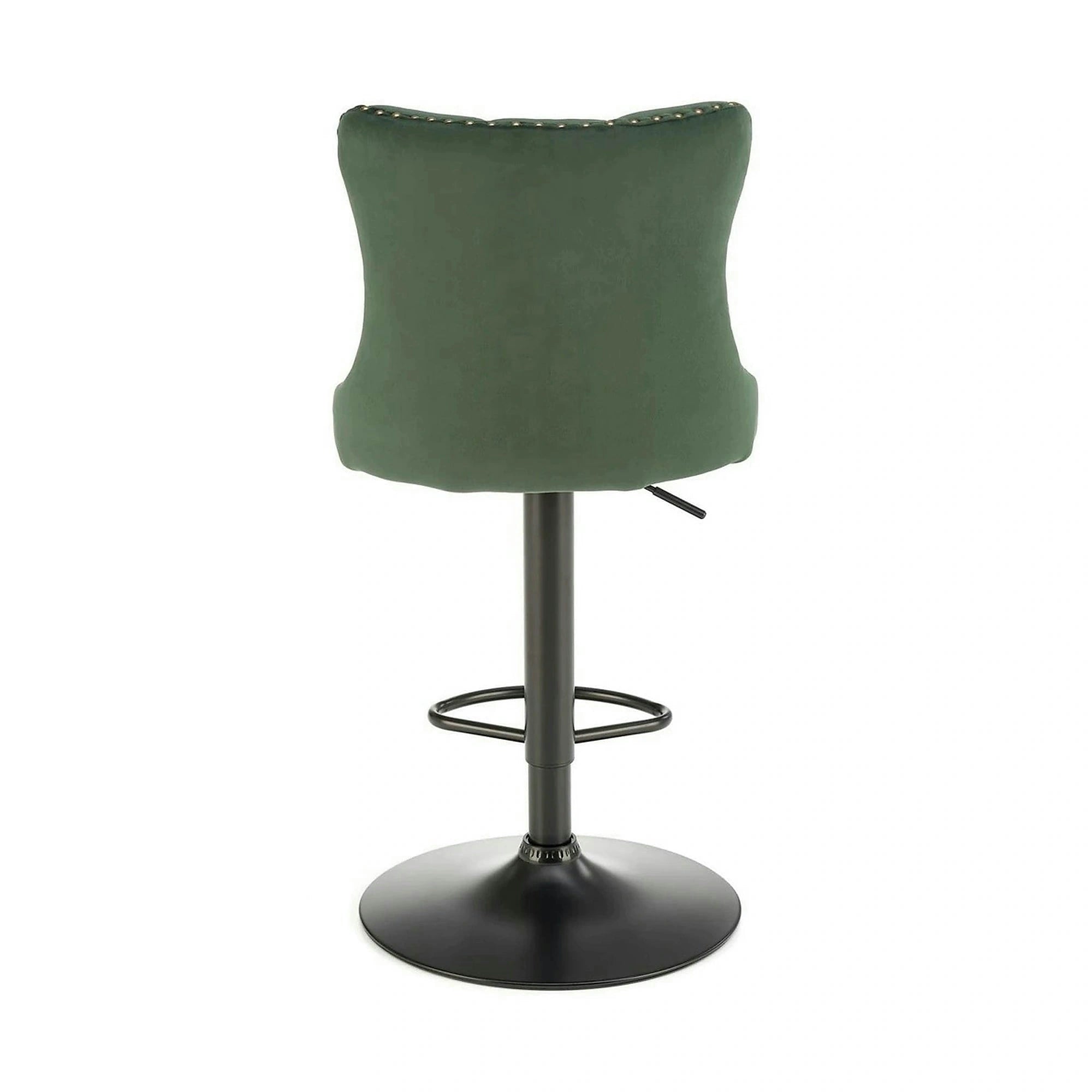 Scaun bar H117, verde/negru, stofa catifelata/otel, 47x52x96/118 cm
