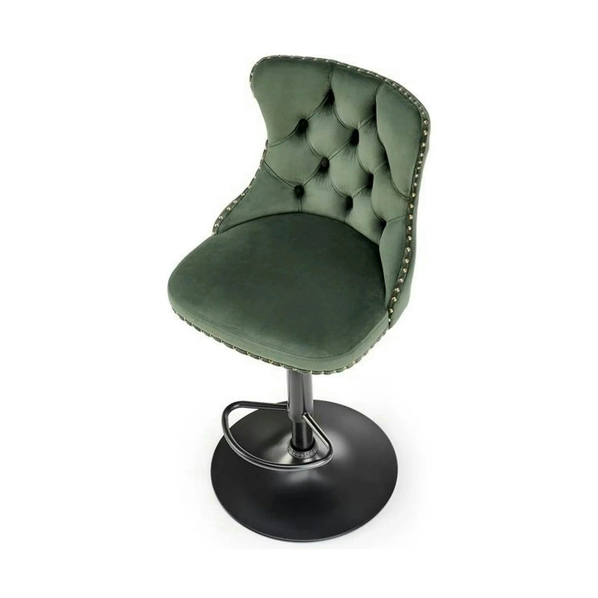 Scaun bar H117, verde/negru, stofa catifelata/otel, 47x52x96/118 cm