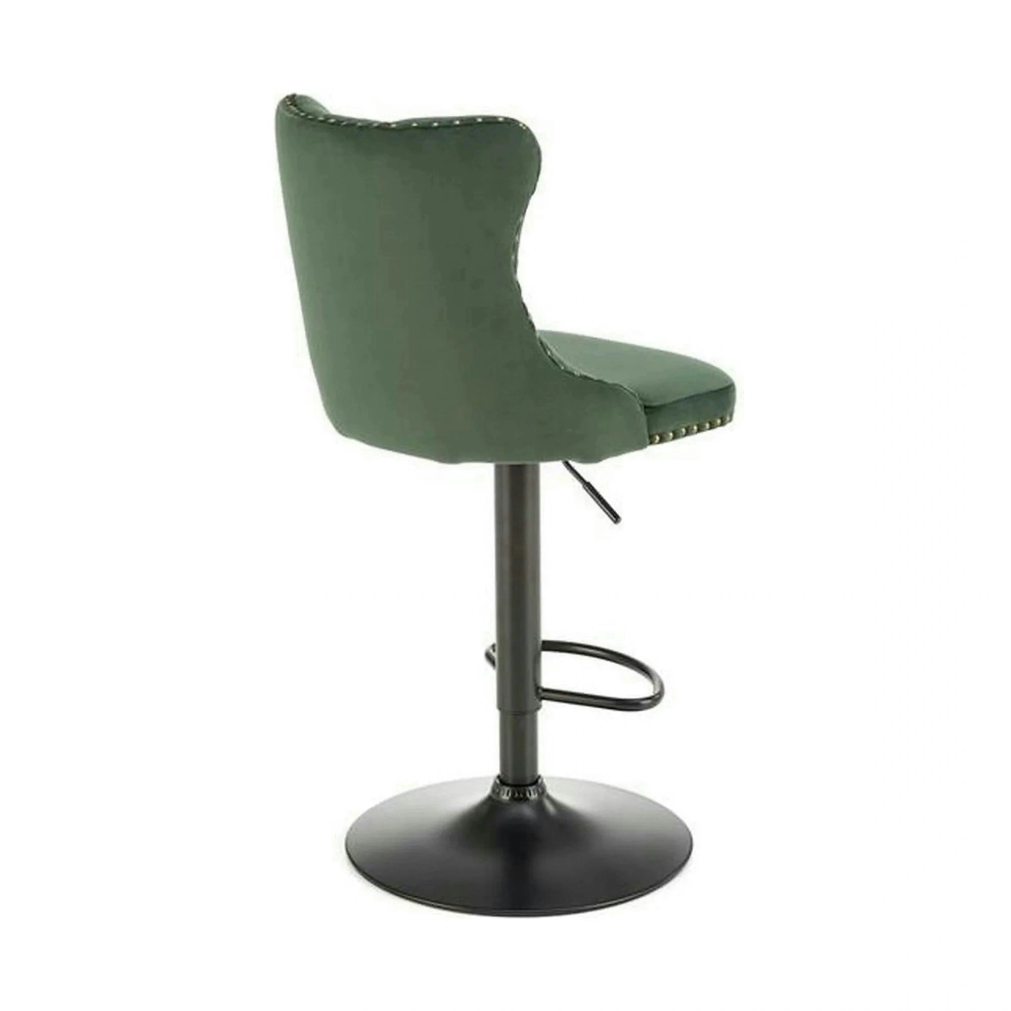 Scaun bar H117, verde/negru, stofa catifelata/otel, 47x52x96/118 cm