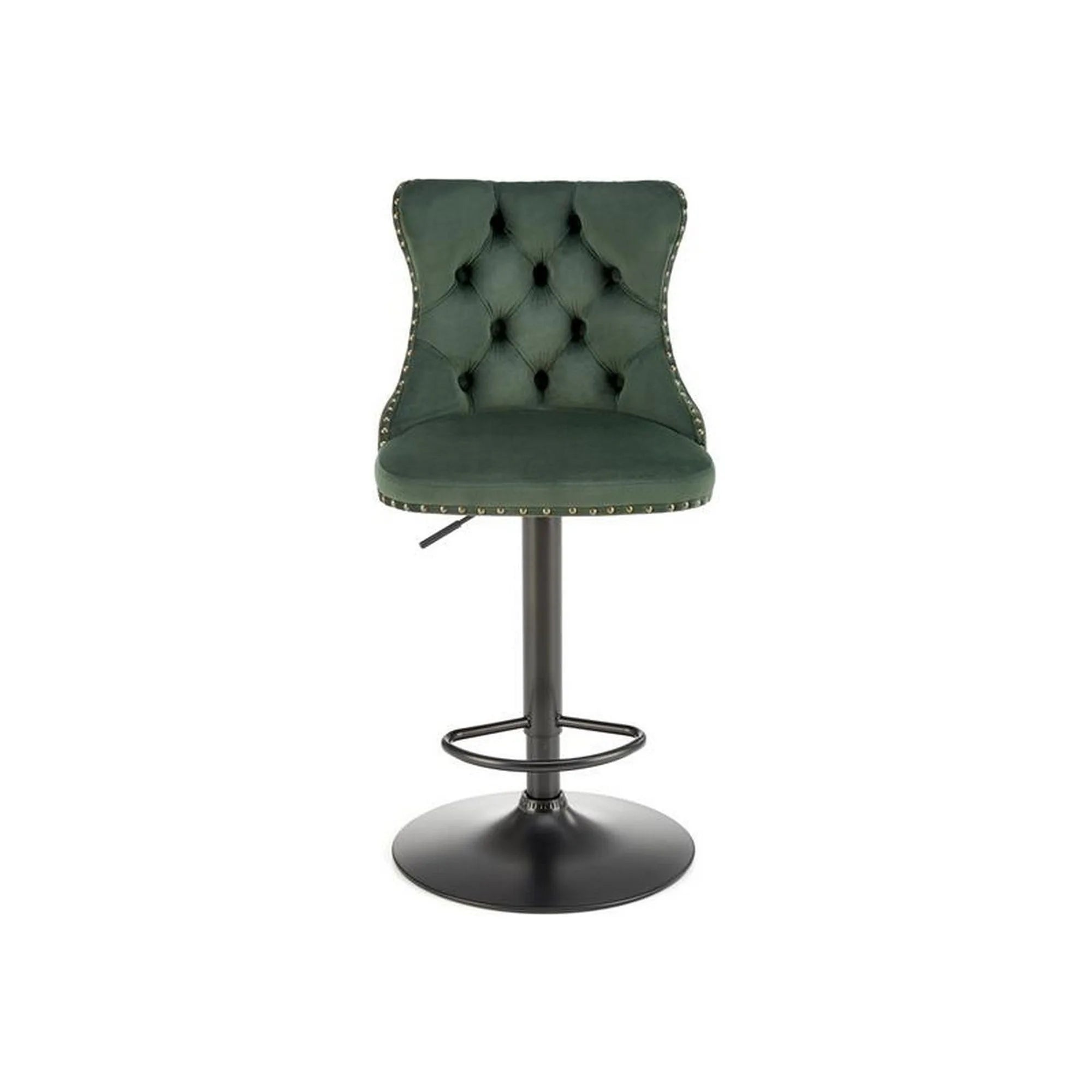 Scaun bar H117, verde/negru, stofa catifelata/otel, 47x52x96/118 cm