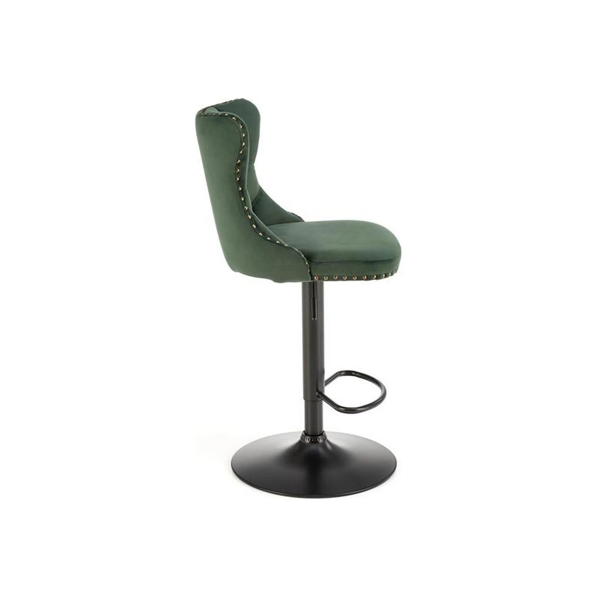 Scaun bar H117, verde/negru, stofa catifelata/otel, 47x52x96/118 cm