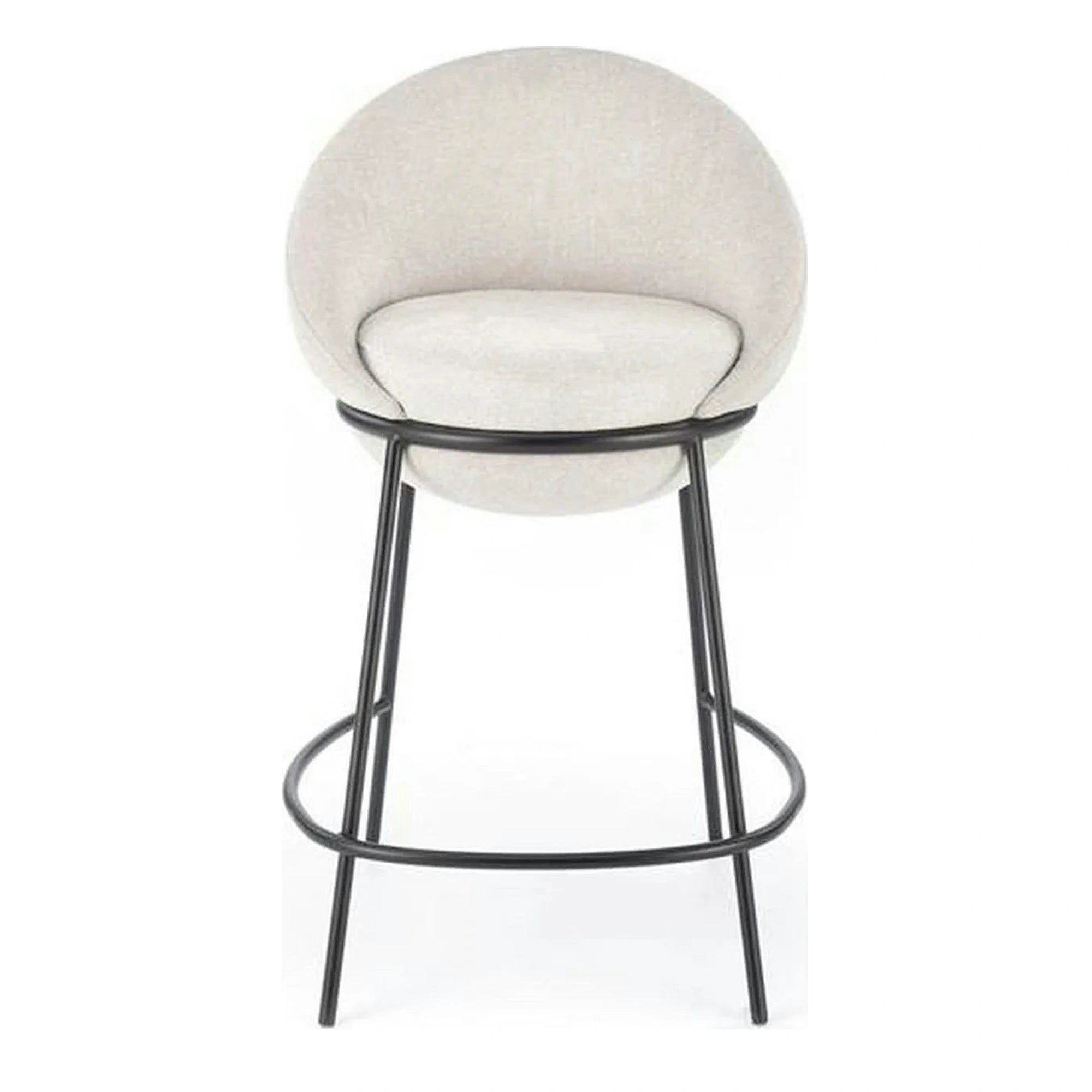 Scaun bar H118, bej deschis/negru, stofa clasica/otel, 53x57x90 cm