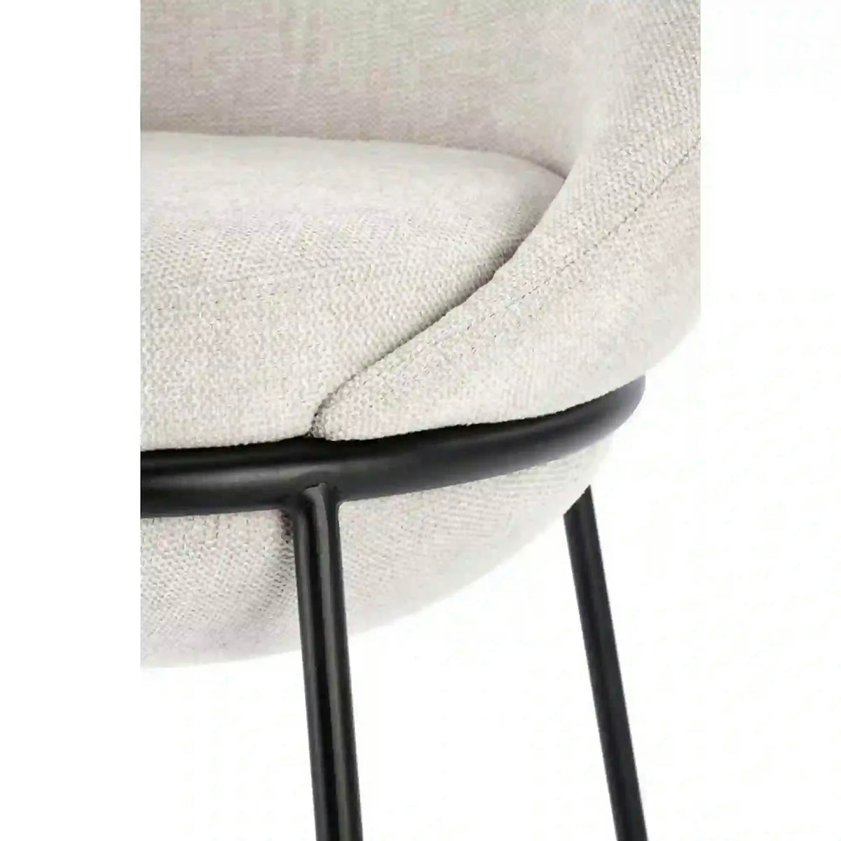 Scaun bar H118, bej deschis/negru, stofa clasica/otel, 53x57x90 cm
