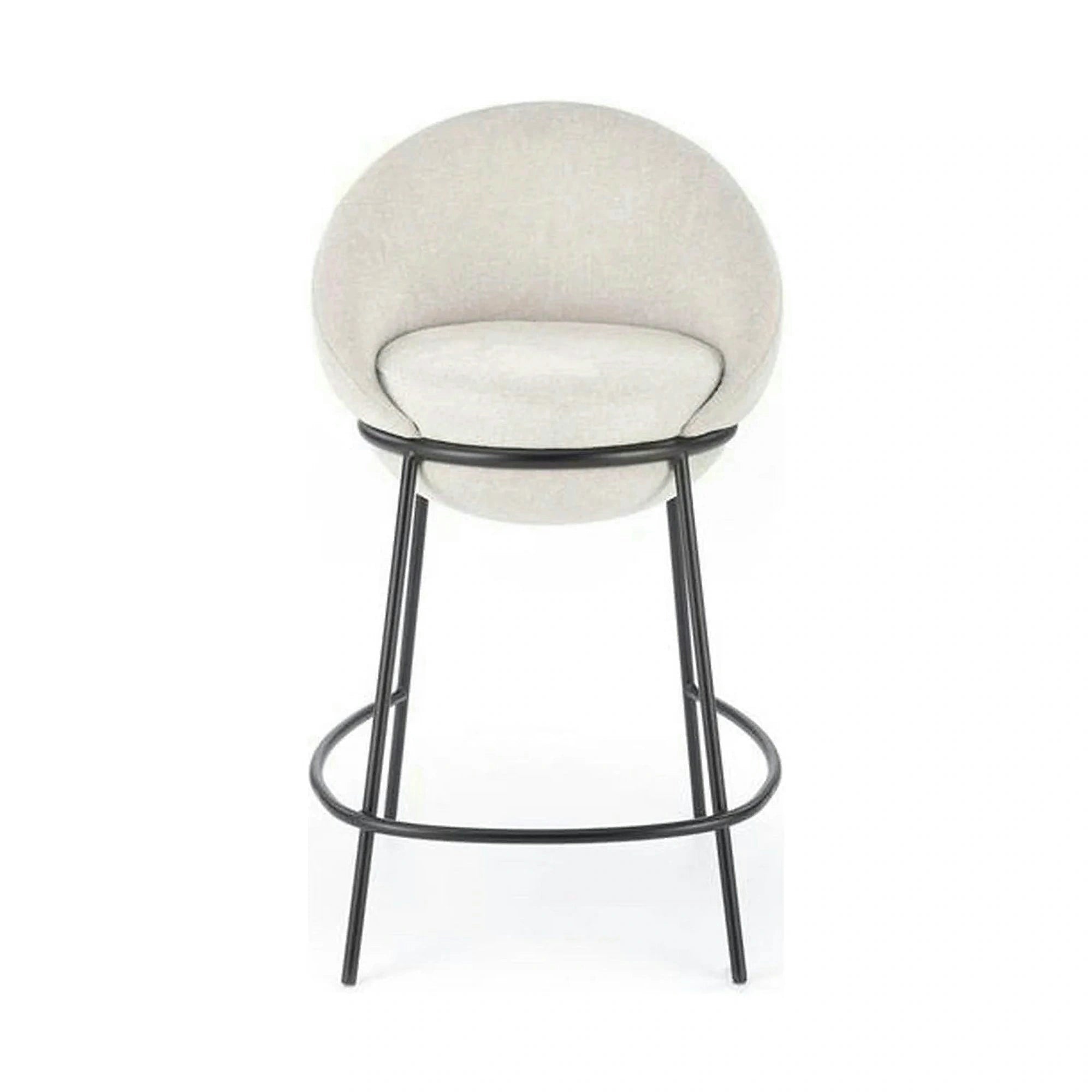 Scaun bar H118, bej deschis/negru, stofa clasica/otel, 53x57x90 cm