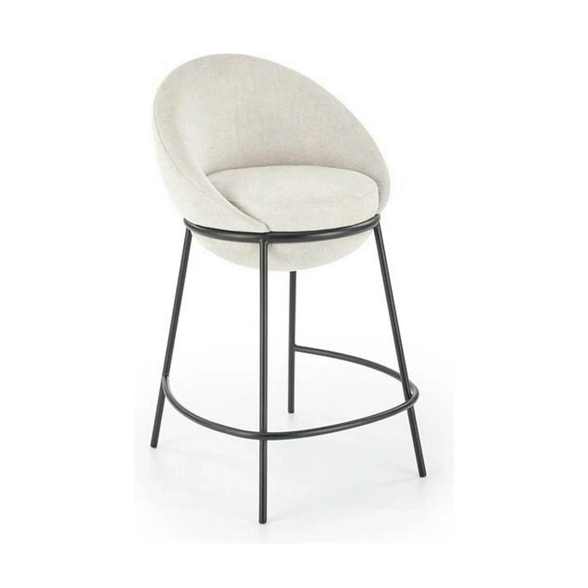Scaun bar H118, bej deschis/negru, stofa clasica/otel, 53x57x90 cm