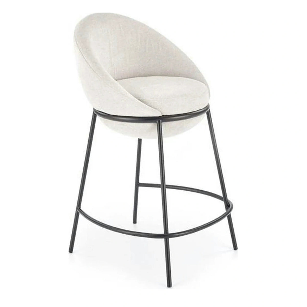 Scaun bar H118, bej deschis/negru, stofa clasica/otel, 53x57x90 cm
