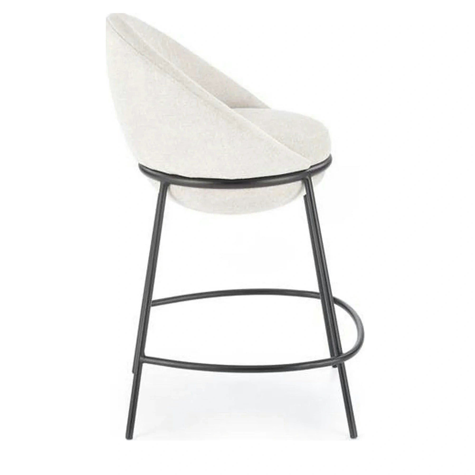 Scaun bar H118, bej deschis/negru, stofa clasica/otel, 53x57x90 cm