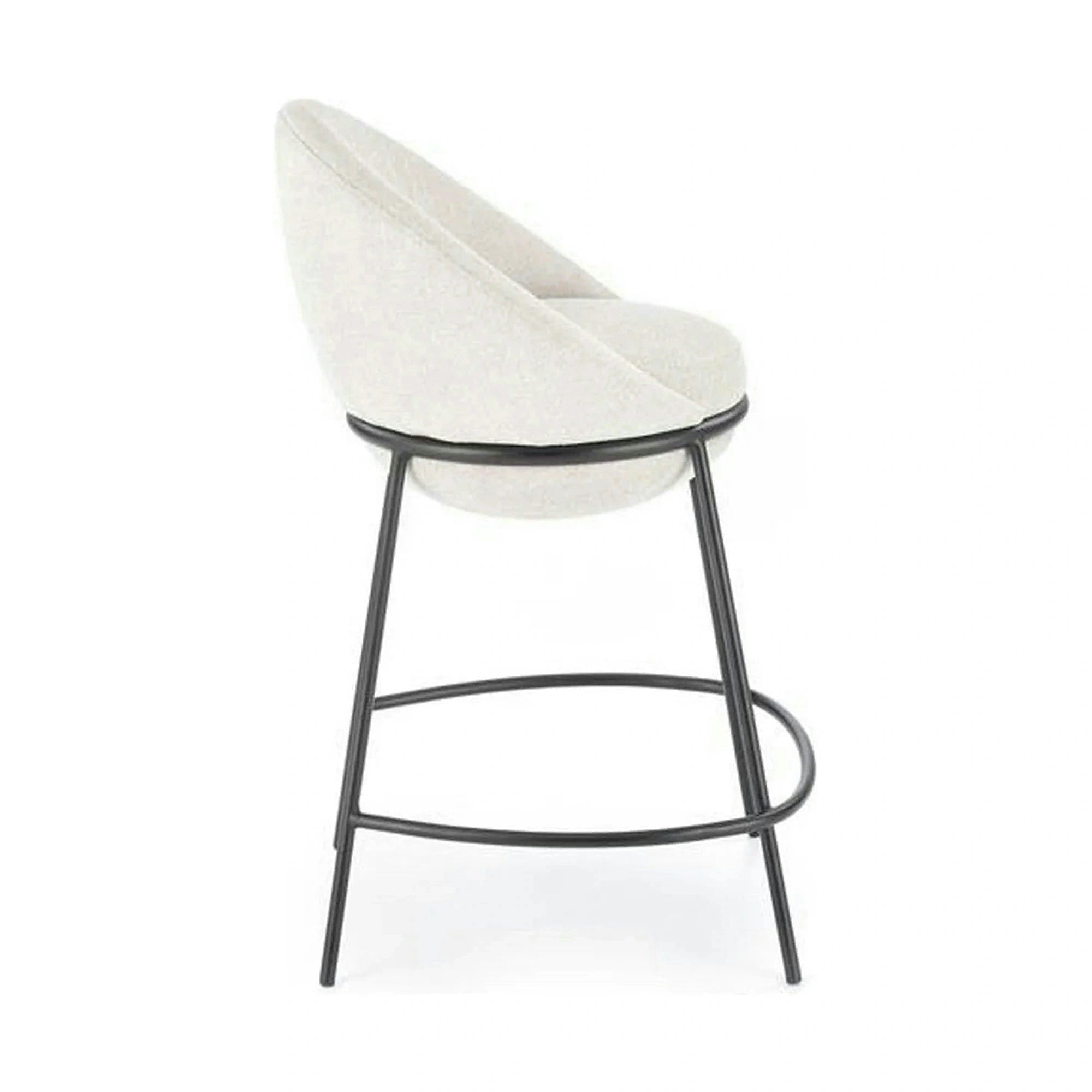 Scaun bar H118, bej deschis/negru, stofa clasica/otel, 53x57x90 cm