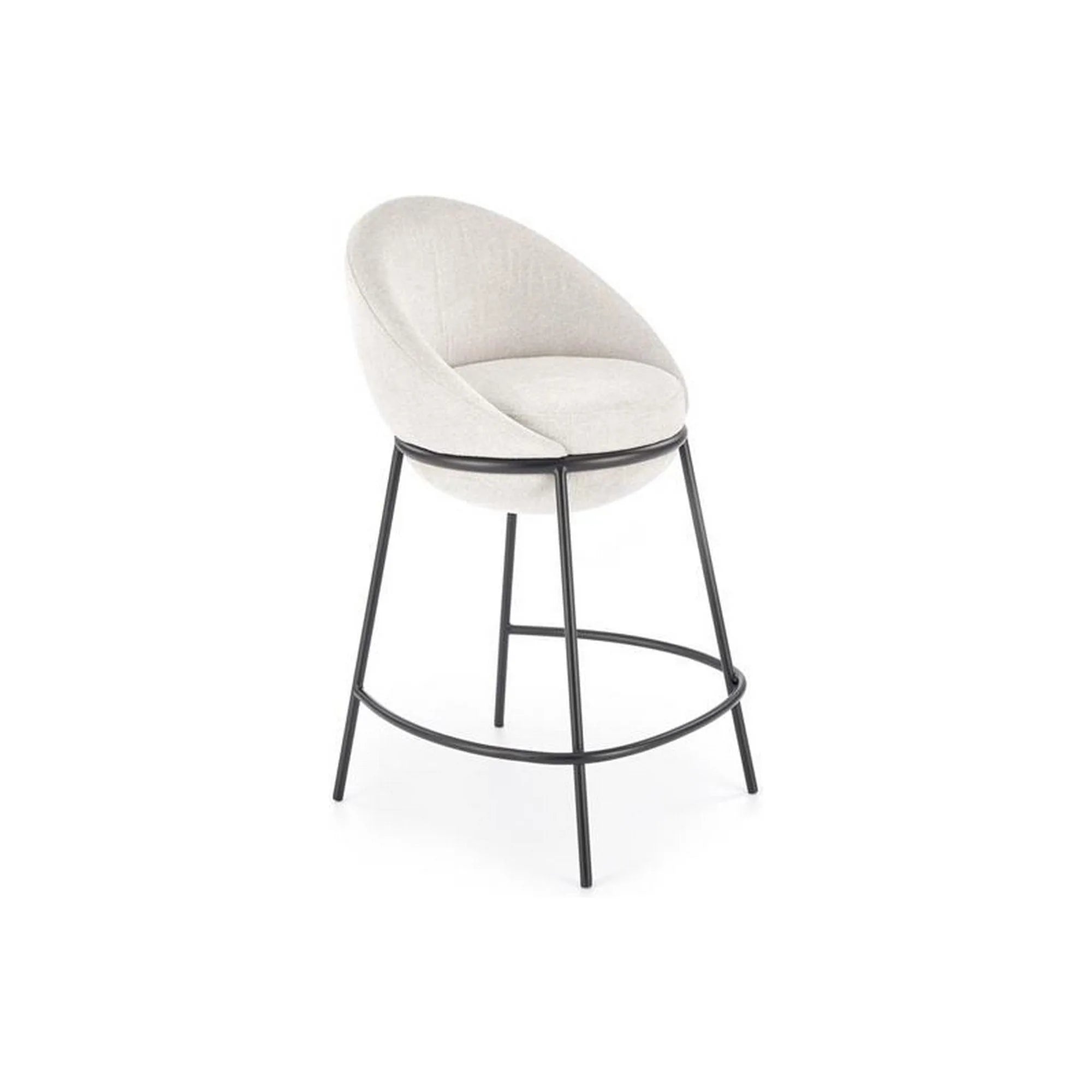 Scaun bar H118, bej deschis/negru, stofa clasica/otel, 53x57x90 cm