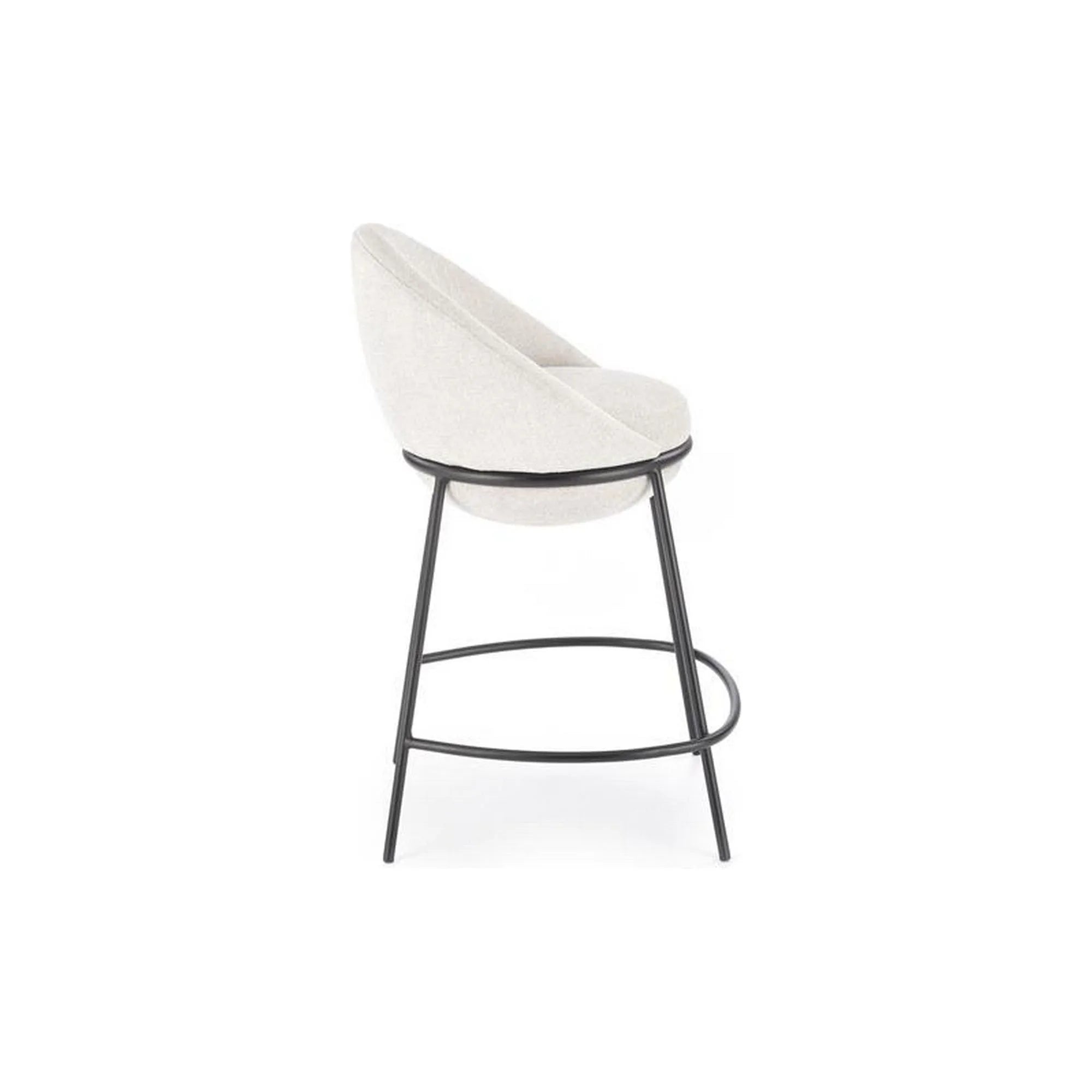 Scaun bar H118, bej deschis/negru, stofa clasica/otel, 53x57x90 cm