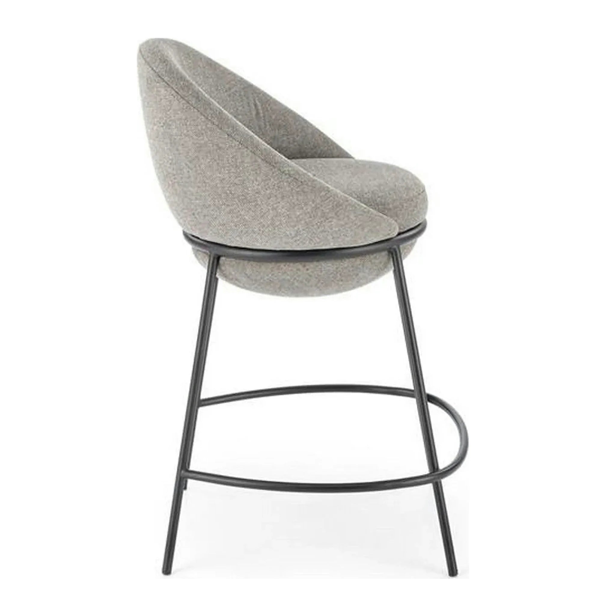 Scaun bar H118, gri/negru, stofa clasica/otel, 53x57x90 cm