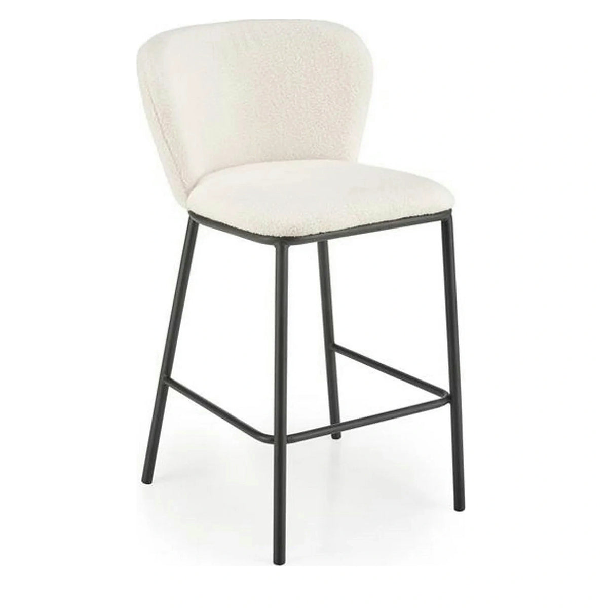 Scaun bar H119, crem/negru, stofa buclata/otel, 54x53x92 cm