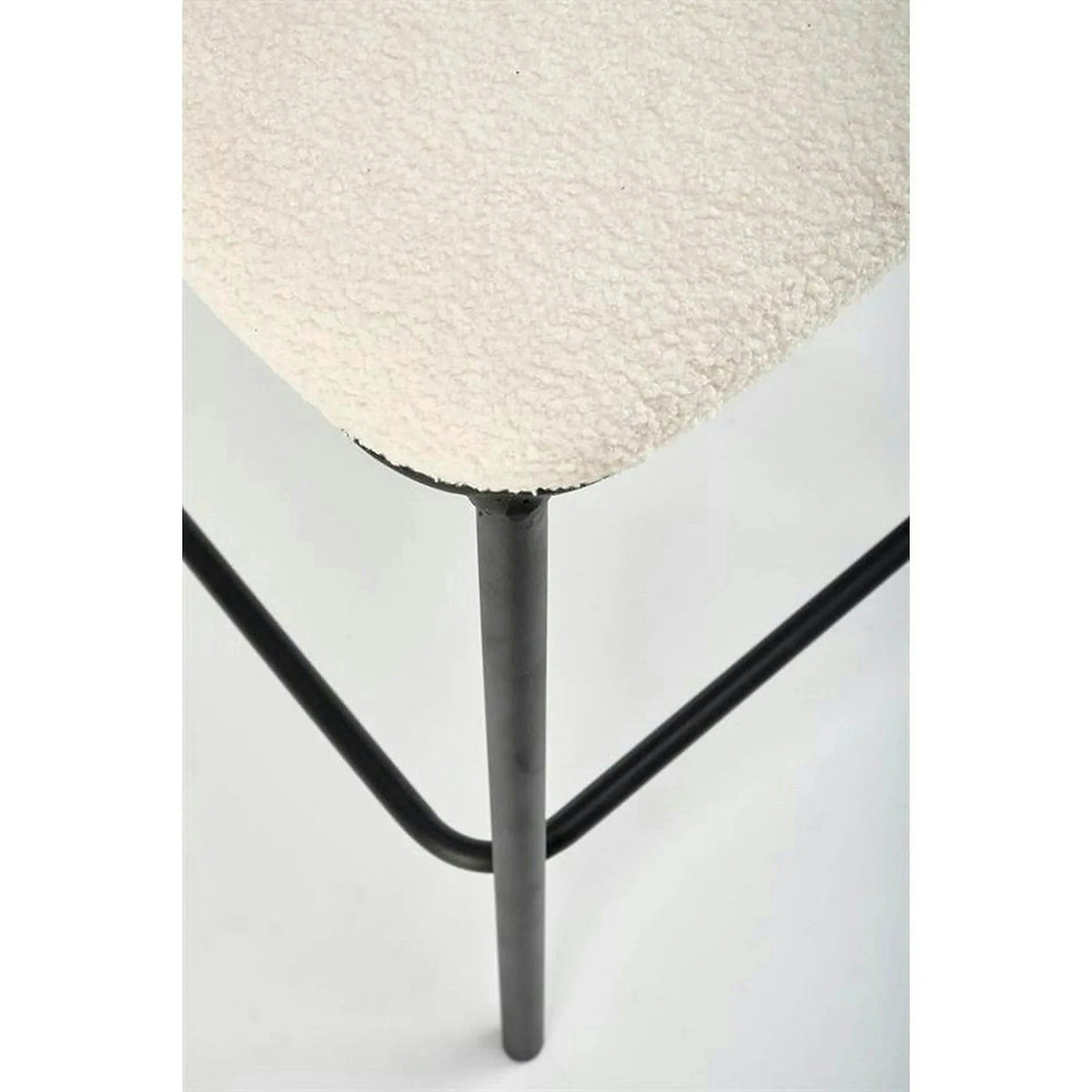 Scaun bar H119, crem/negru, stofa buclata/otel, 54x53x92 cm