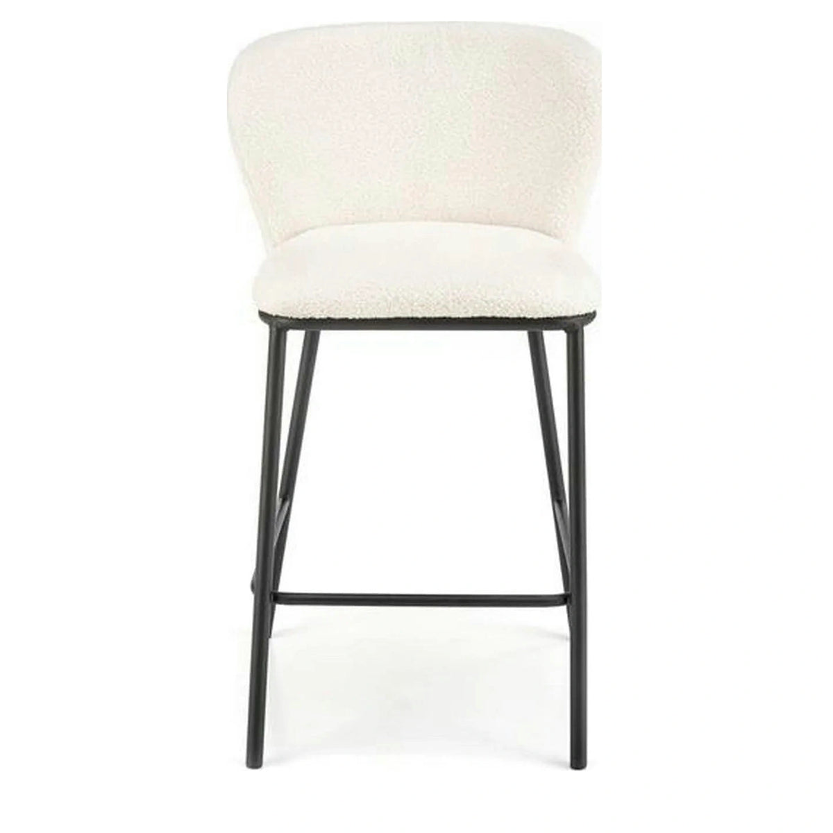 Scaun bar H119, crem/negru, stofa buclata/otel, 54x53x92 cm