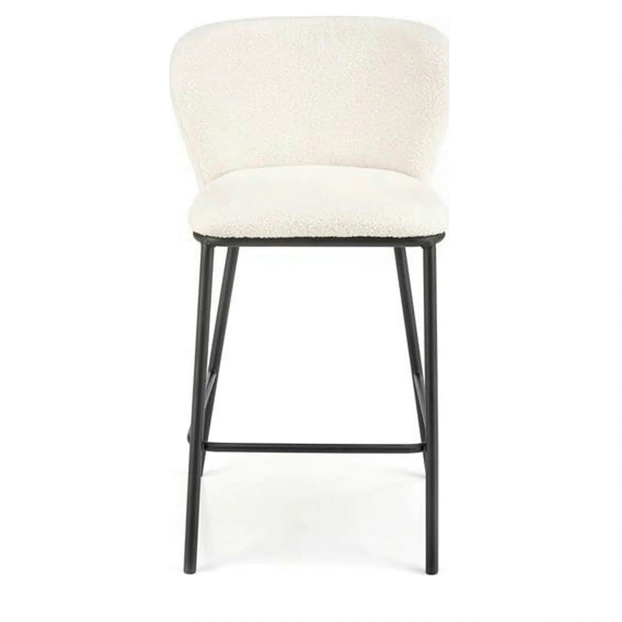 Scaun bar H119, crem/negru, stofa buclata/otel, 54x53x92 cm