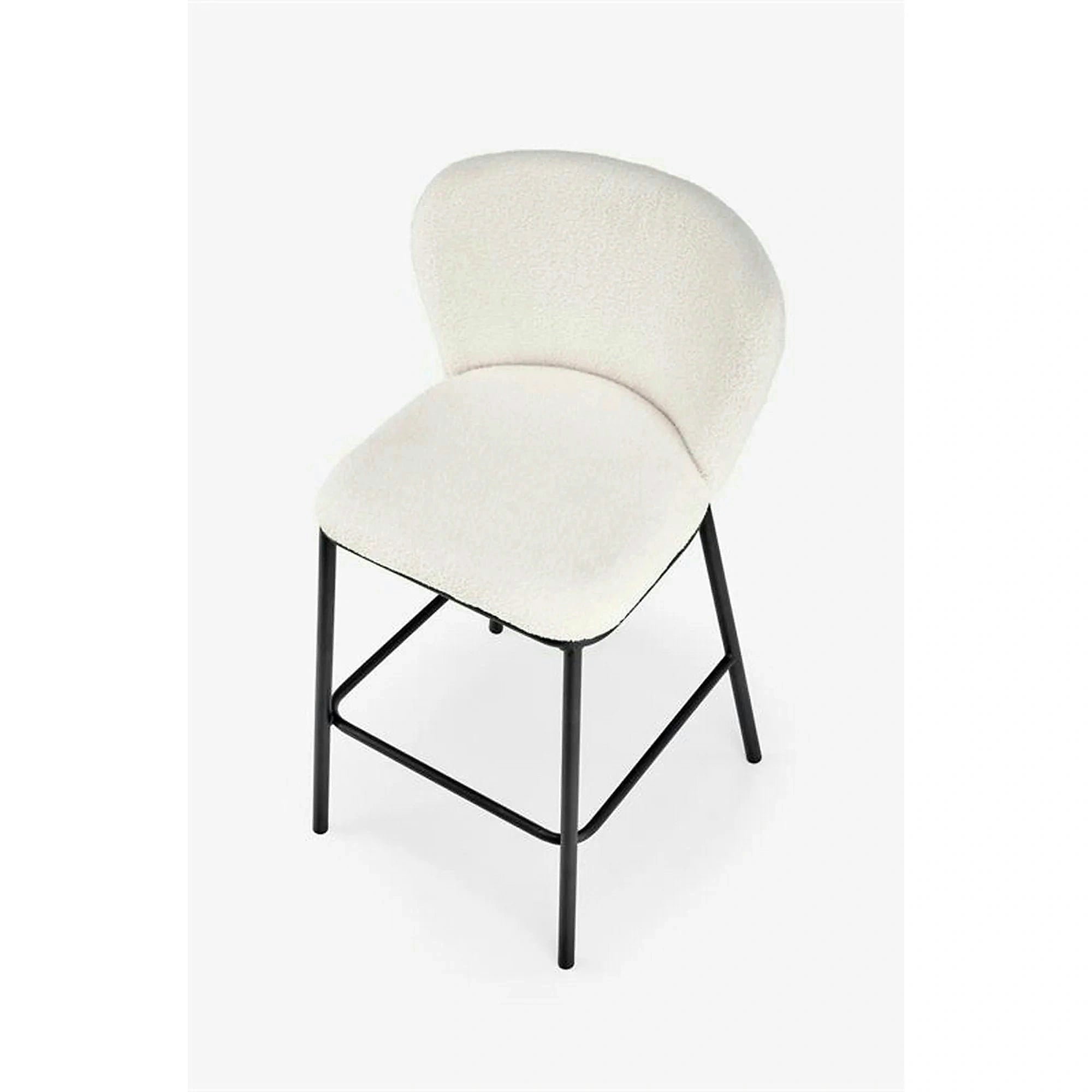 Scaun bar H119, crem/negru, stofa buclata/otel, 54x53x92 cm