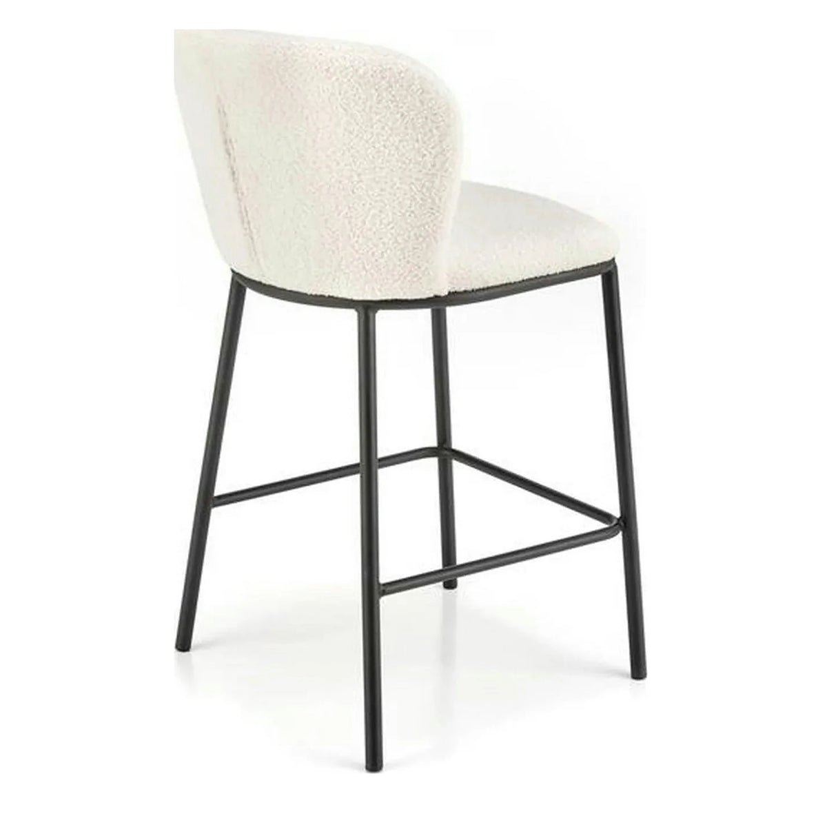 Scaun bar H119, crem/negru, stofa buclata/otel, 54x53x92 cm