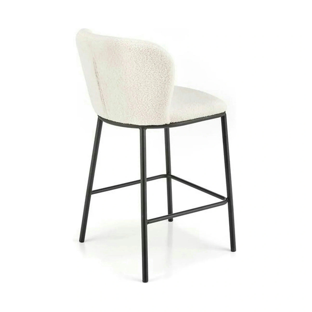 Scaun bar H119, crem/negru, stofa buclata/otel, 54x53x92 cm