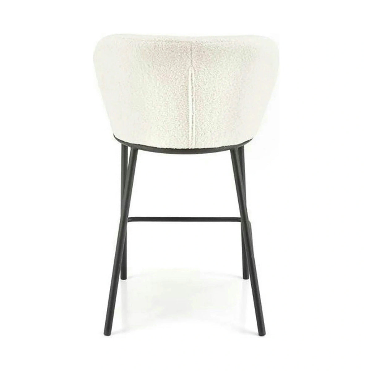 Scaun bar H119, crem/negru, stofa buclata/otel, 54x53x92 cm