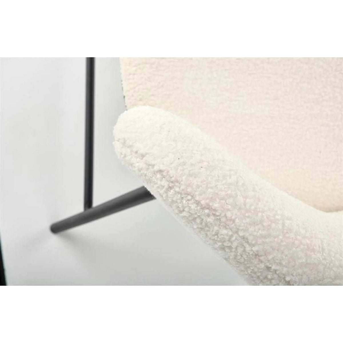 Scaun bar H119, crem/negru, stofa buclata/otel, 54x53x92 cm