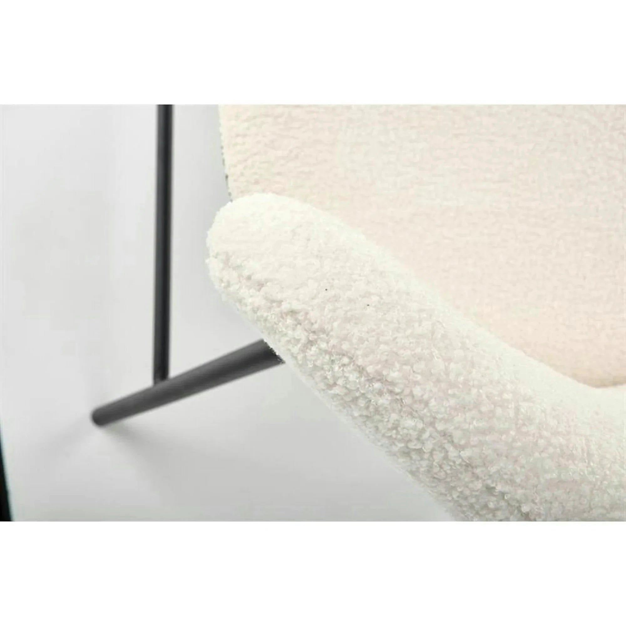 Scaun bar H119, crem/negru, stofa buclata/otel, 54x53x92 cm