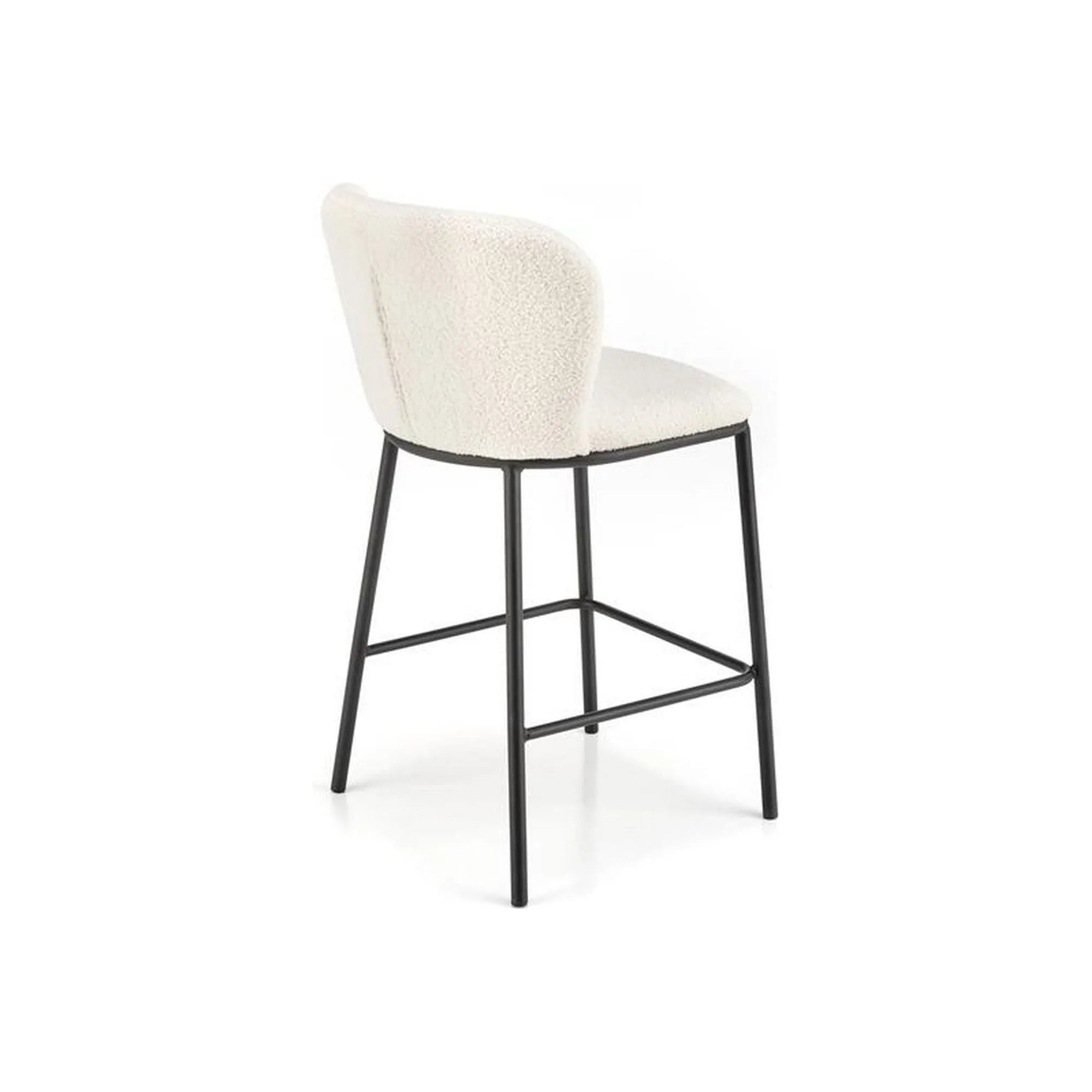 Scaun bar H119, crem/negru, stofa buclata/otel, 54x53x92 cm