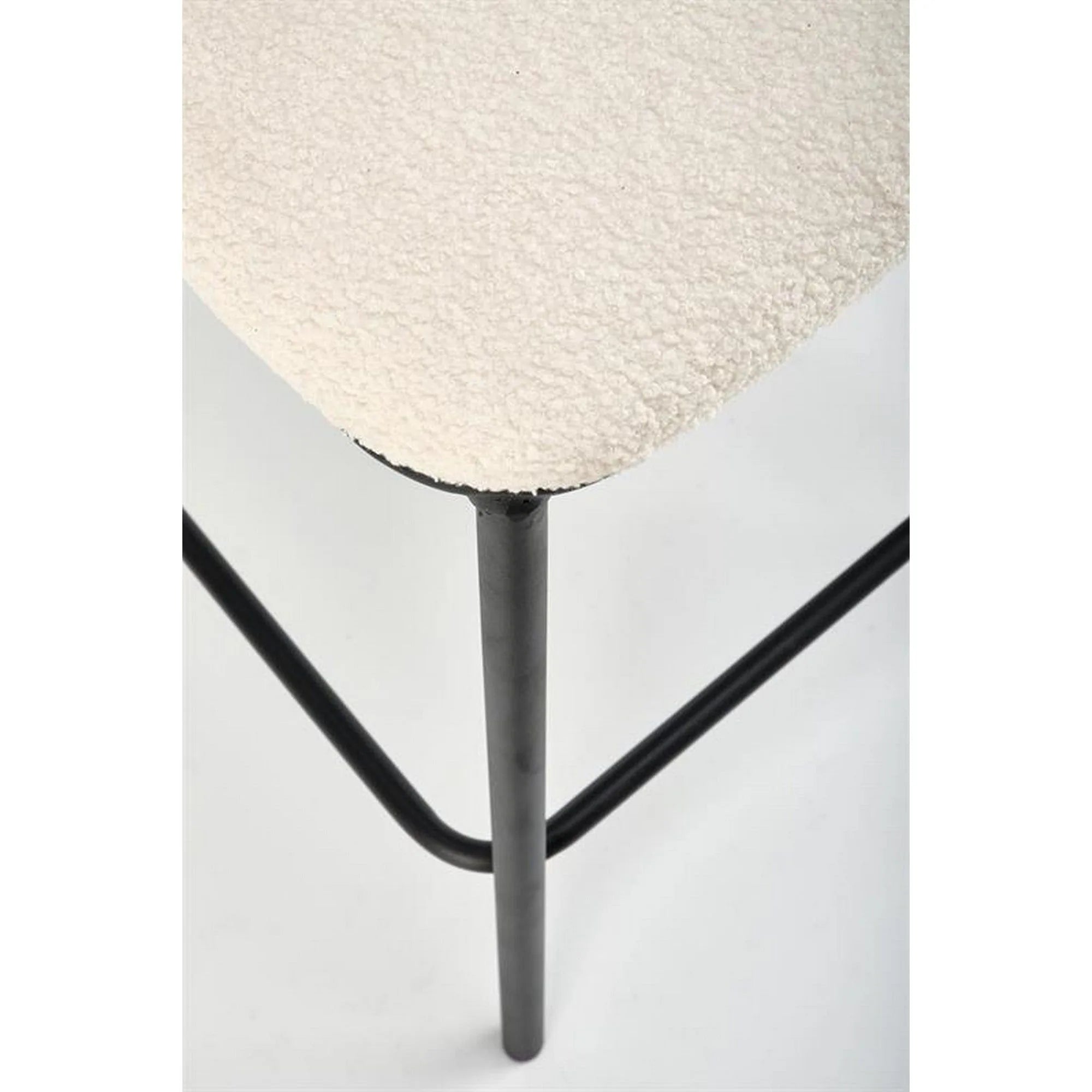 Scaun bar H119, crem/negru, stofa buclata/otel, 54x53x92 cm